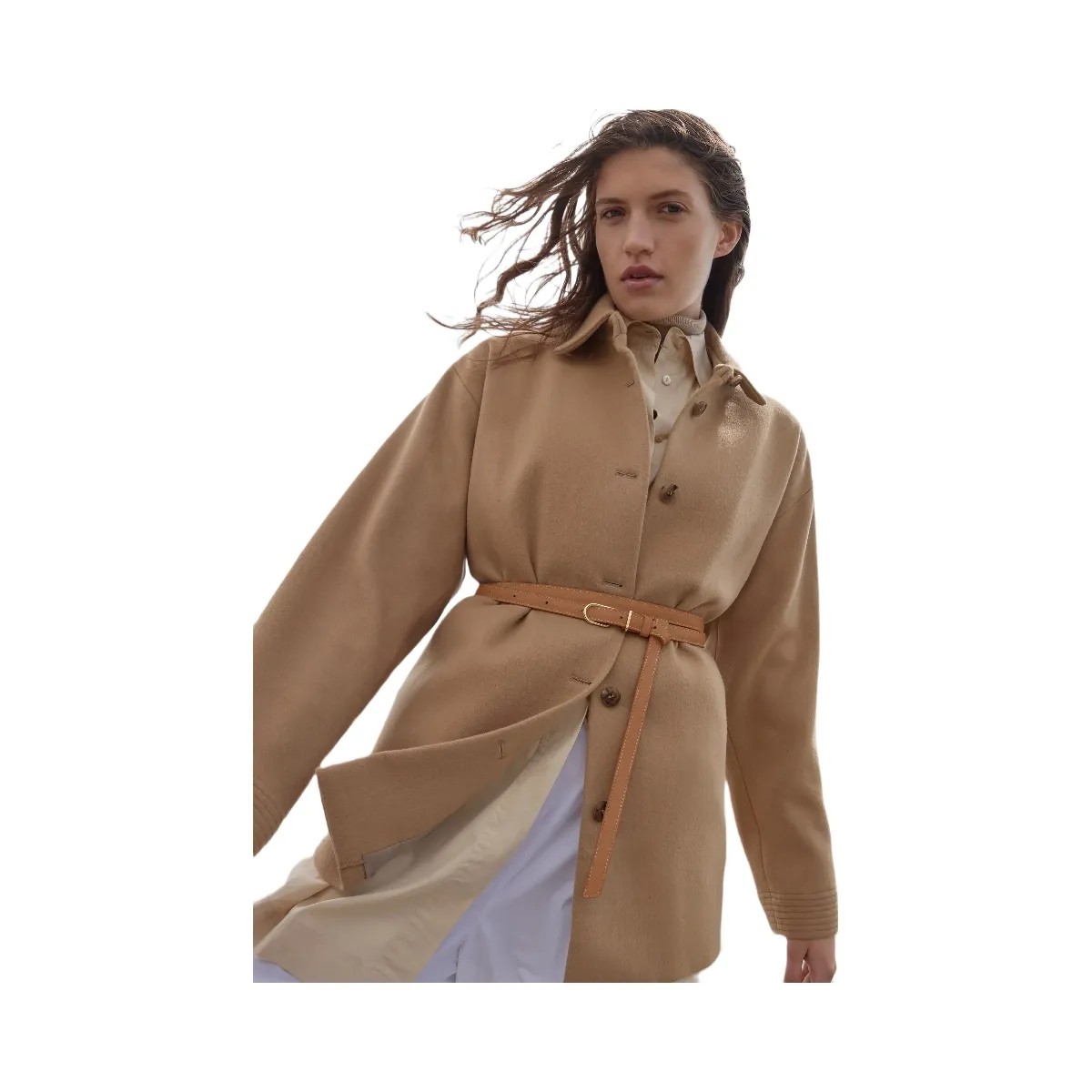 Polene Thin Umi Belt Textured Camel - HypeFly India View 2