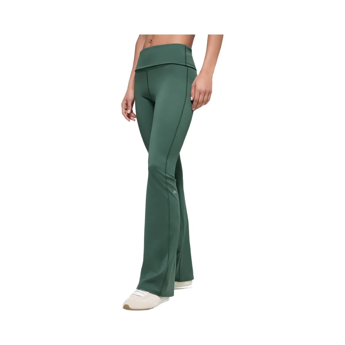 Alo Women's ALO Softsculpt 7/8 Foldover Flare Legging - Clover Green - HypeFly India View 2