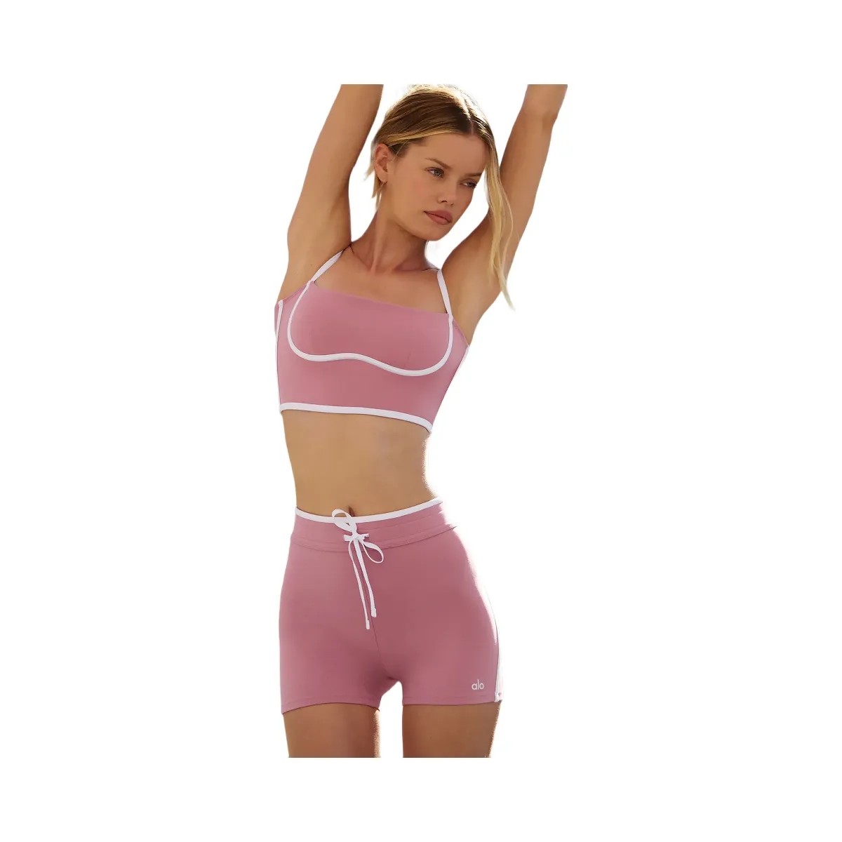 Alo Women's 4" Airbrush High-Waist Race Pace Short - Pink Wild Rose/White - HypeFly India View 1