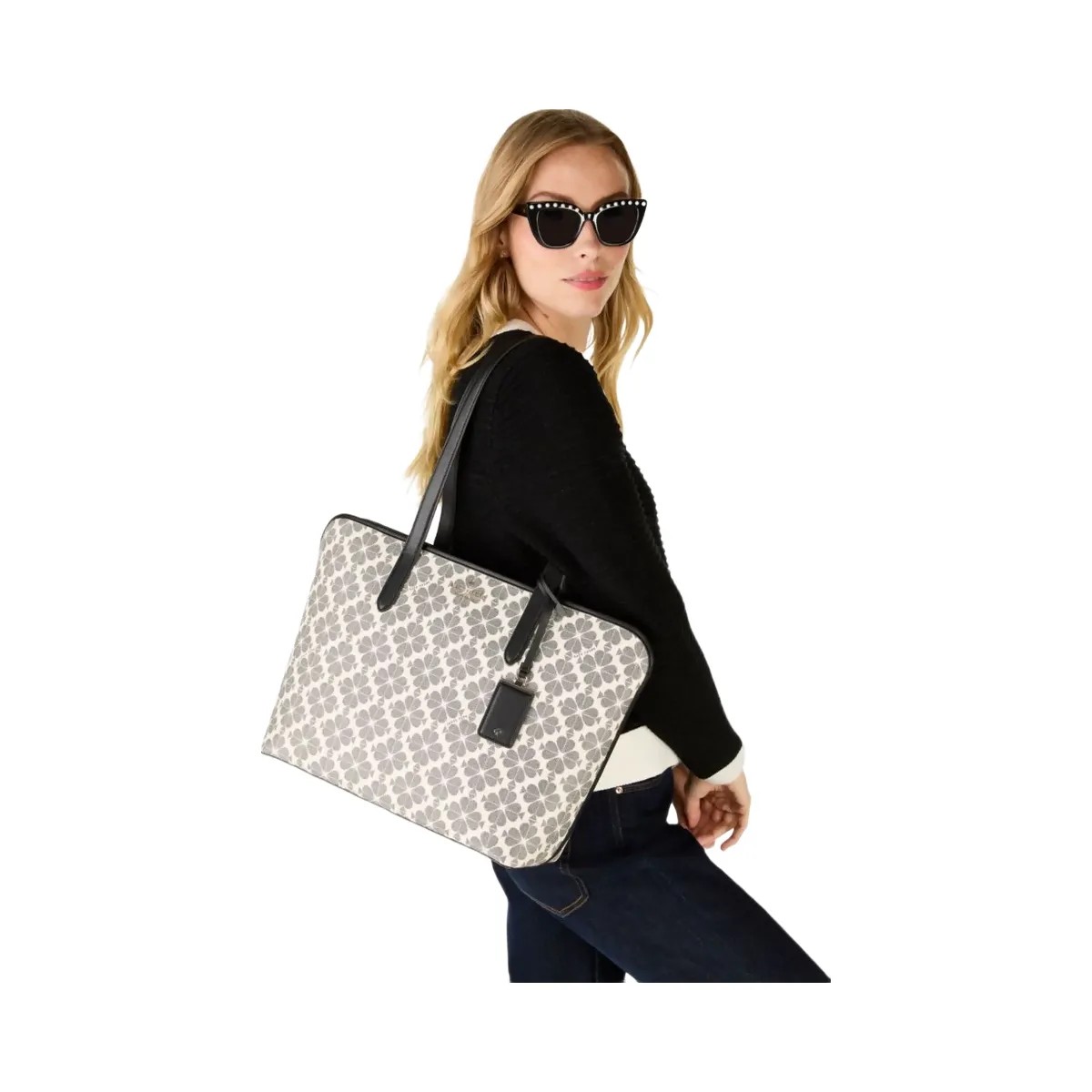 Kate Spade Signature Spade Flower Large Tote Black Multi - HypeFly India View 2
