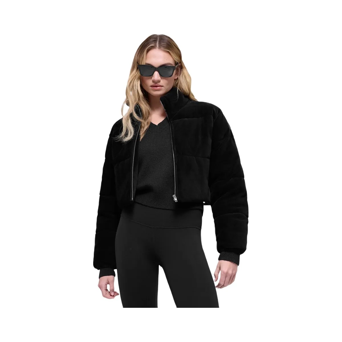 Alo Women's Micro Corduroy Dreamy Puffer - Black - HypeFly India View 1