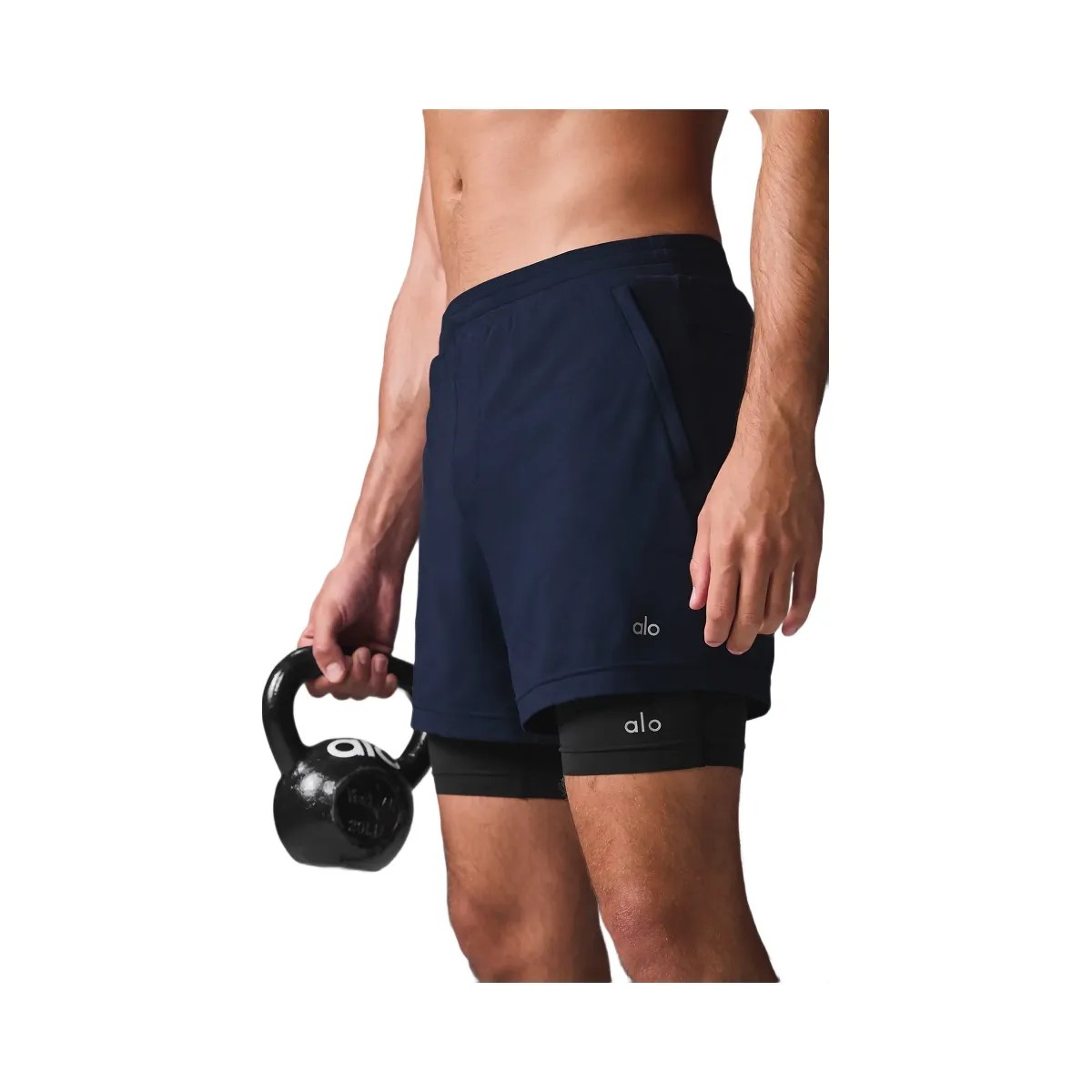 Alo Men's Conquer React 2-In-1 Performance Short - Navy/Black - HypeFly India View 3