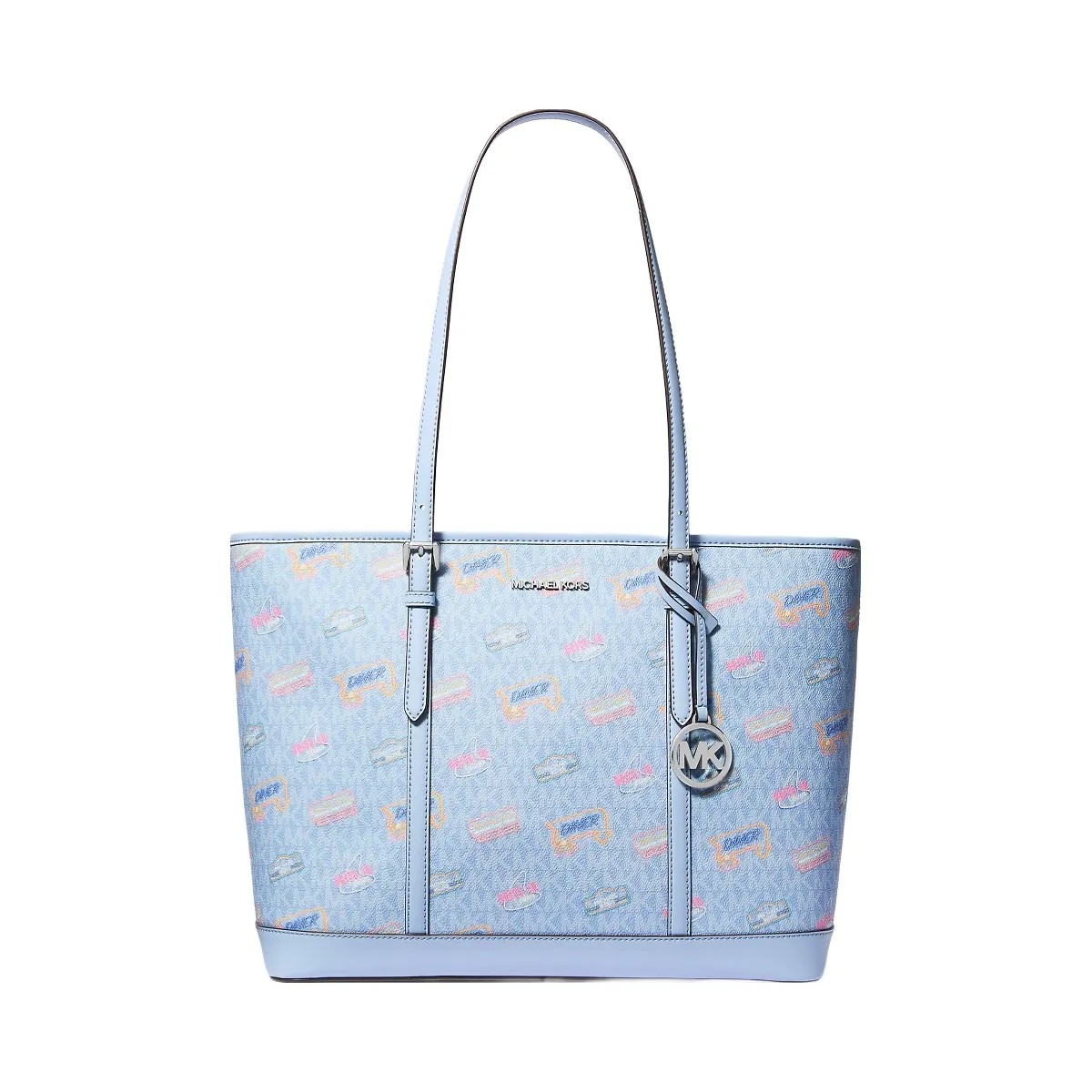 Michael Kors Jet Set Large Printed Signature Logo Tote Bag Light Sky - HypeFly India View 1