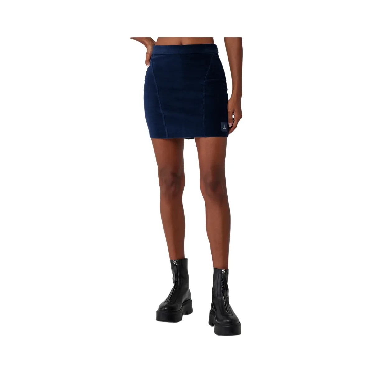 Alo Women's Micro Corduroy Winter Break Mini Skirt - Navy - HypeFly India View 1