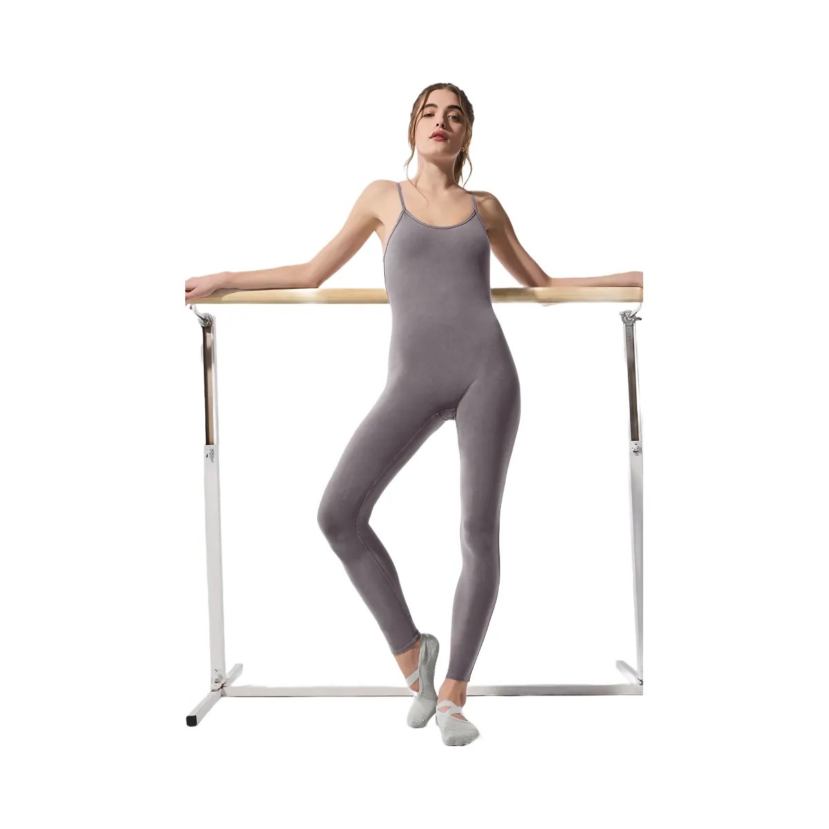 Alo Women's Washed Alosoft One And Done Onesie - Cool Grey Wash - HypeFly India View 2