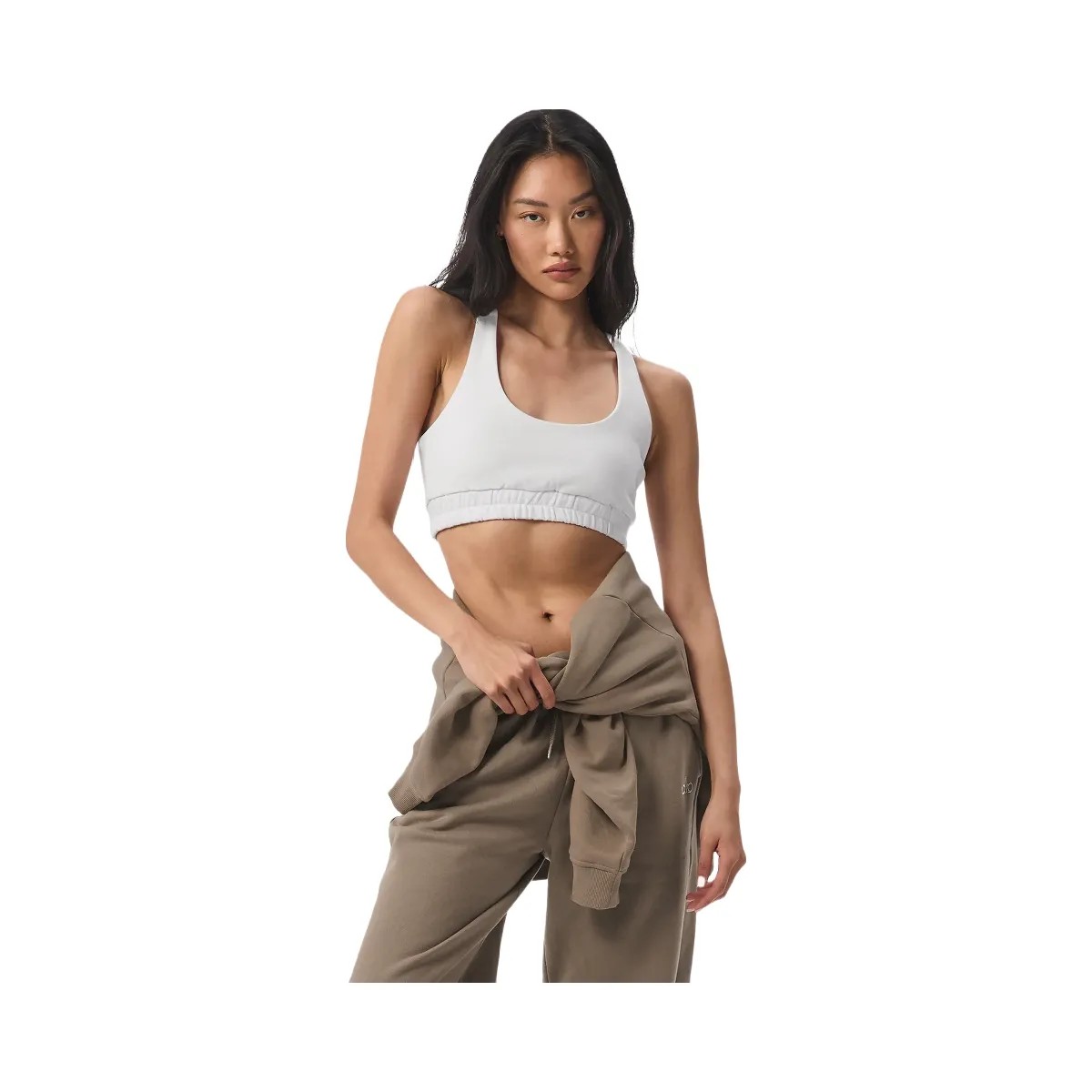 Alo Women's Scoop Neck Sweatshirt Bra - White - HypeFly India View 1