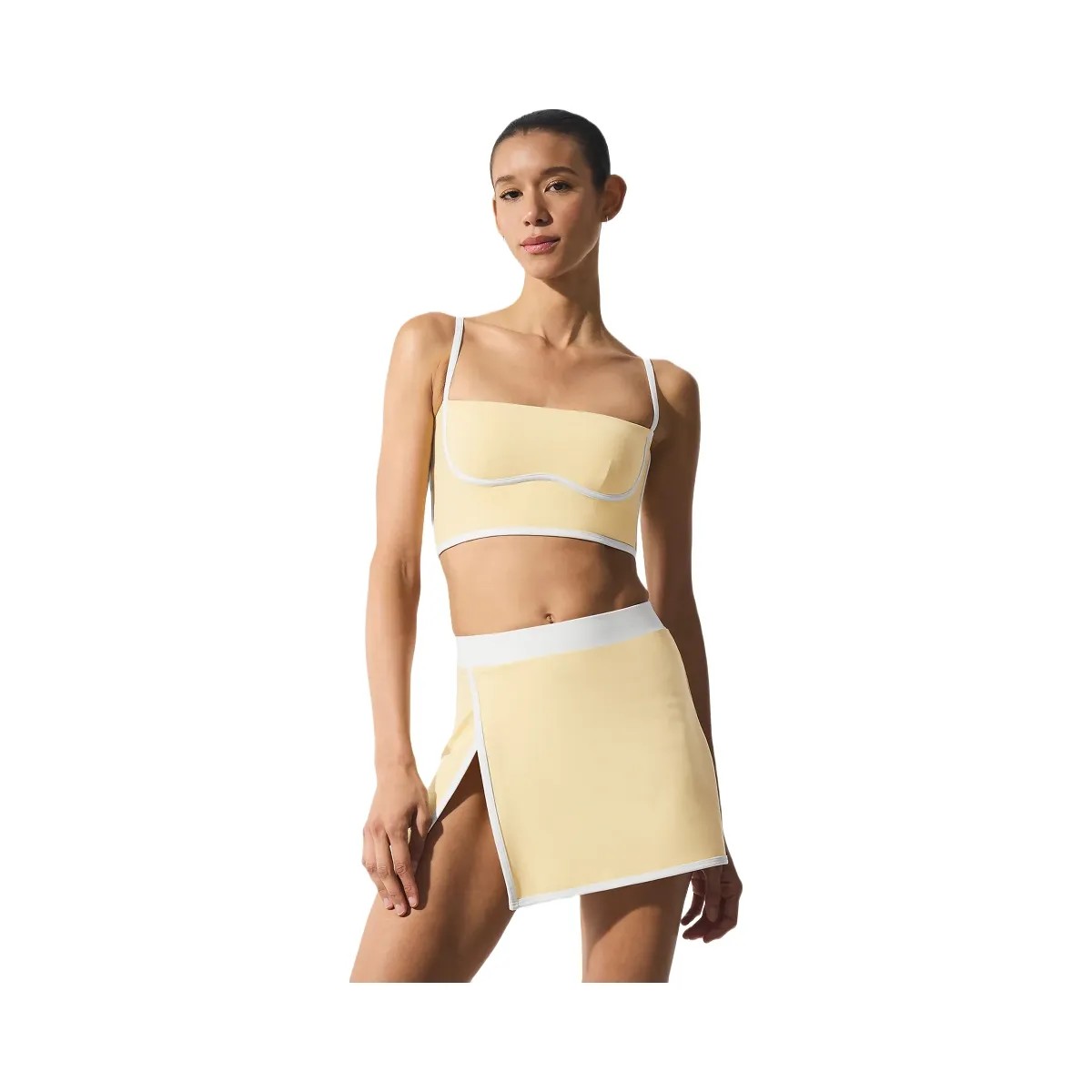 Alo Women's Airbrush Streamlined Bra Tank - Warm Butter/White - HypeFly India View 1