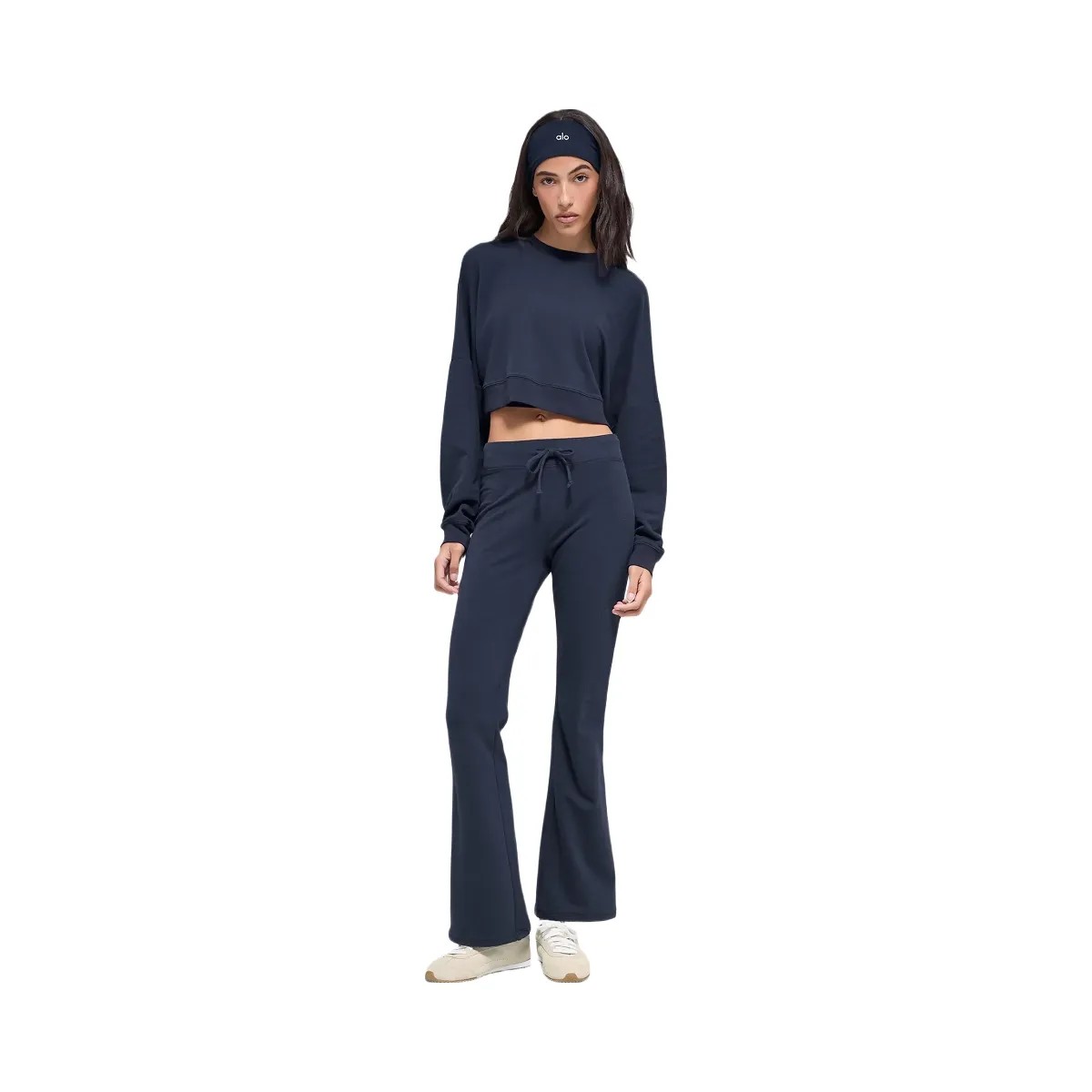 Alo Women's Cropped Sway Crew Neck Pullover - Navy - HypeFly India View 1