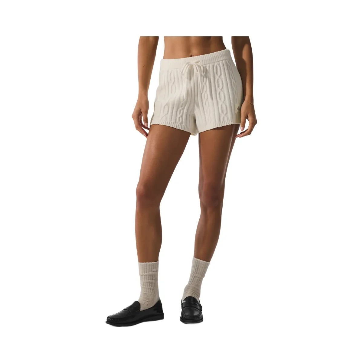Alo Women's Cable Knit Winter Bliss Short - Ivory - HypeFly India View 1