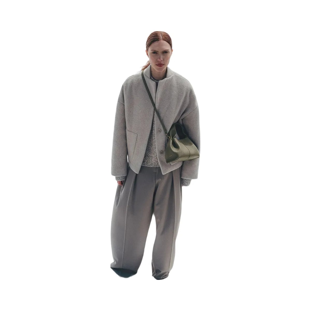 Polene Numero Neuf Mini Textured Smoky Green - HypeFly India View 2