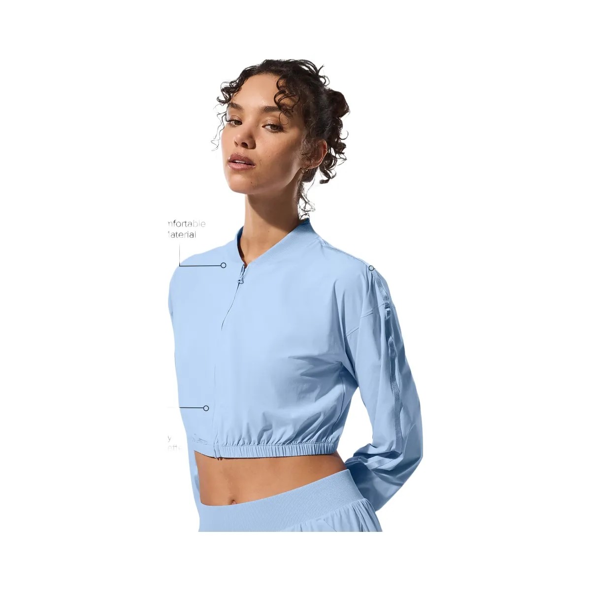 Alo Women's Cropped Breezy Full-Zip Cover Up - Seashell Blue - HypeFly India View 1