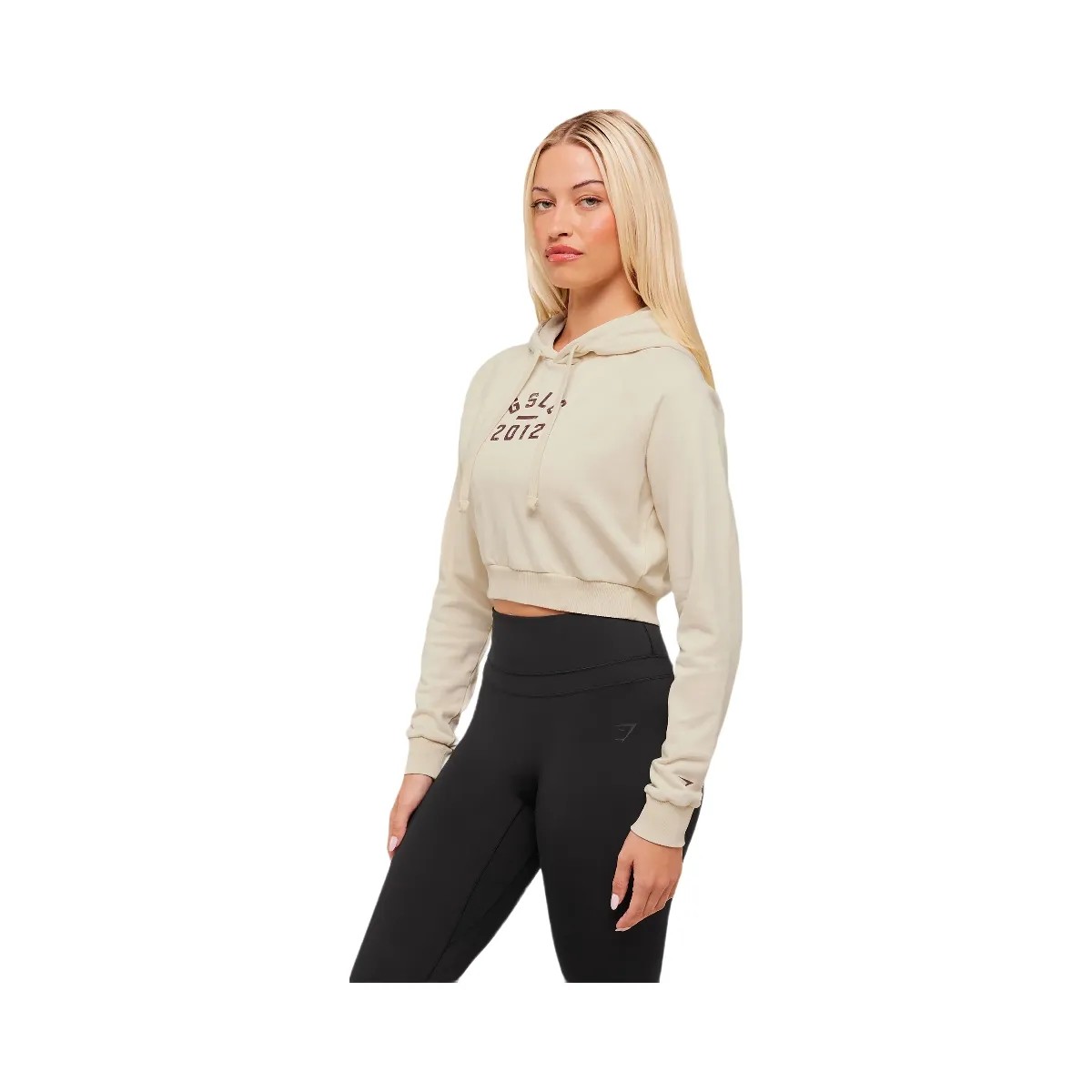 Gymshark Lifting Club 2012 Graphic Cropped Hoodie - Stone Beige/Wash - HypeFly India View 3