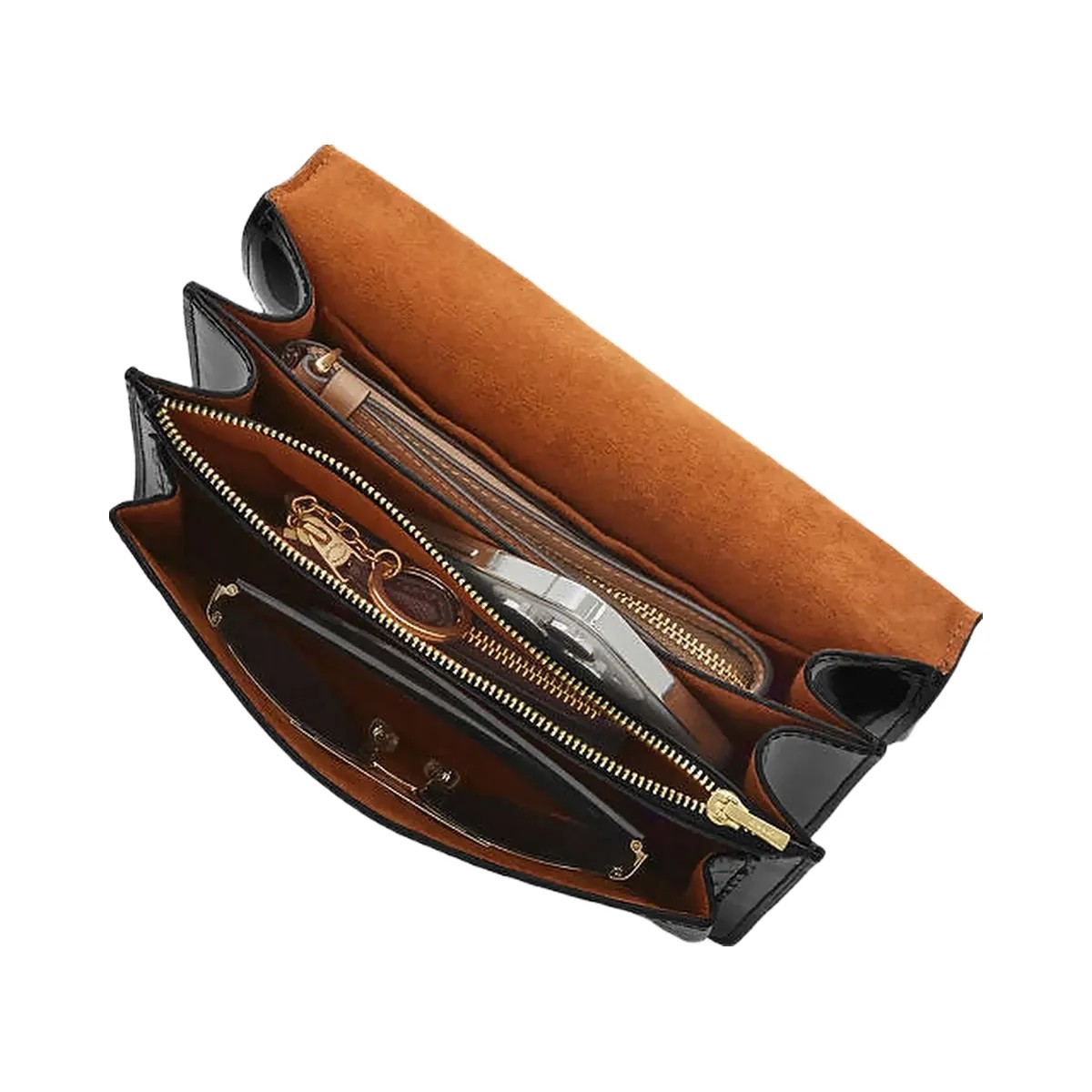 Coach Klare Crossbody Bag In Signature Leather Novelty Leather-Gold-Black - HypeFly India View 3