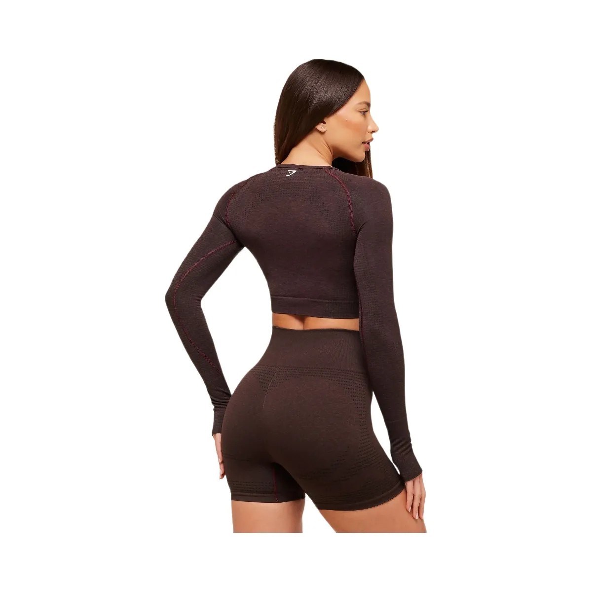 Gymshark Vital Crop Top - Rich Maroon/Marl - HypeFly India View 4