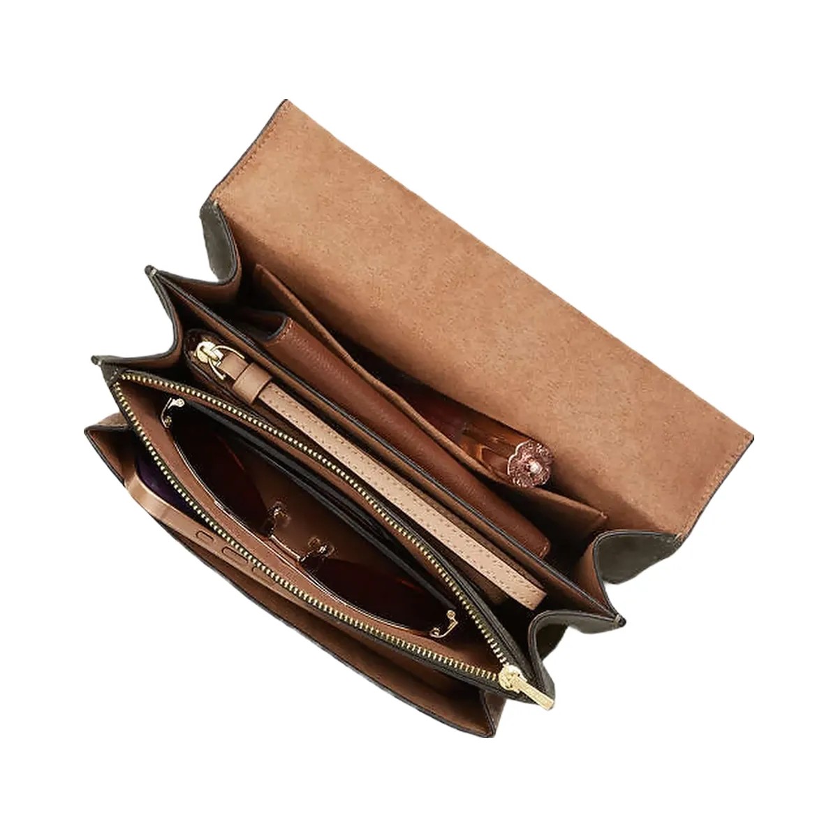 Coach Klare Crossbody Bag In Signature Canvas Suede-Im-Army Green-Tan - HypeFly India View 4