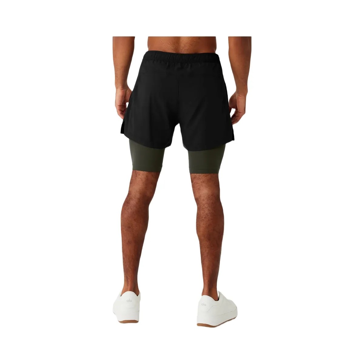 Alo Men's 5" Revival 2-in-1 Short - Black/Stealth Green - HypeFly India View 3