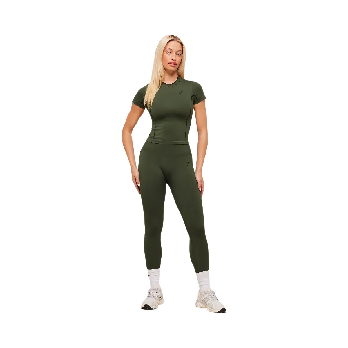 Gymshark Everyday Seamless Contrast Legging - Winter Olive/Black - HypeFly India View 3