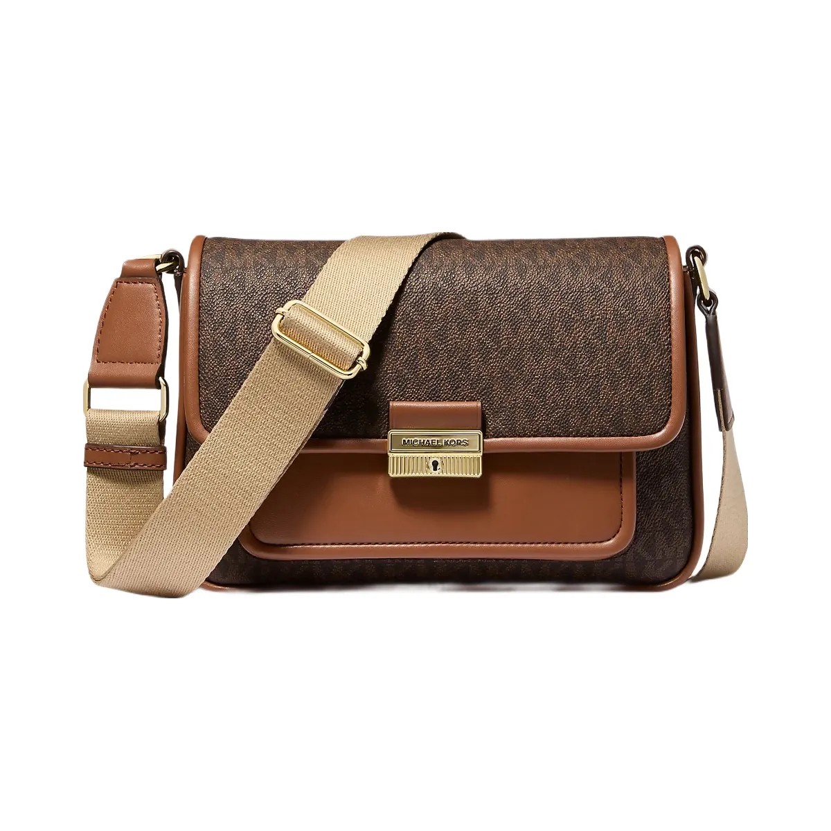 Michael Kors Bradshaw Medium Signature Logo Messenger Bag Brown - HypeFly India View 1