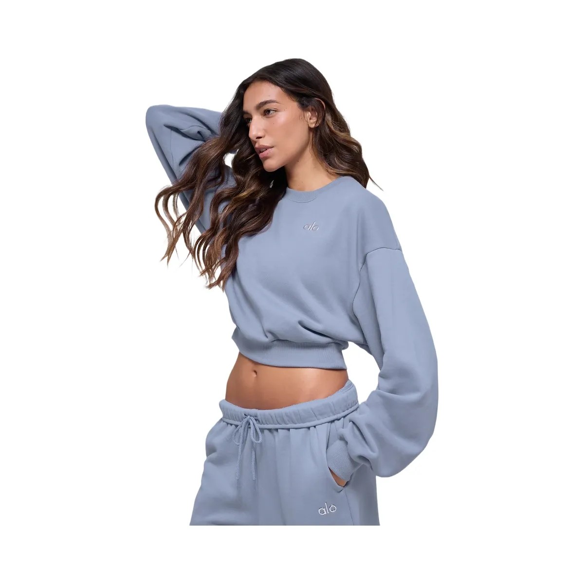 Alo Women's Cropped Accolade Crewneck - Winter Frost - HypeFly India View 4