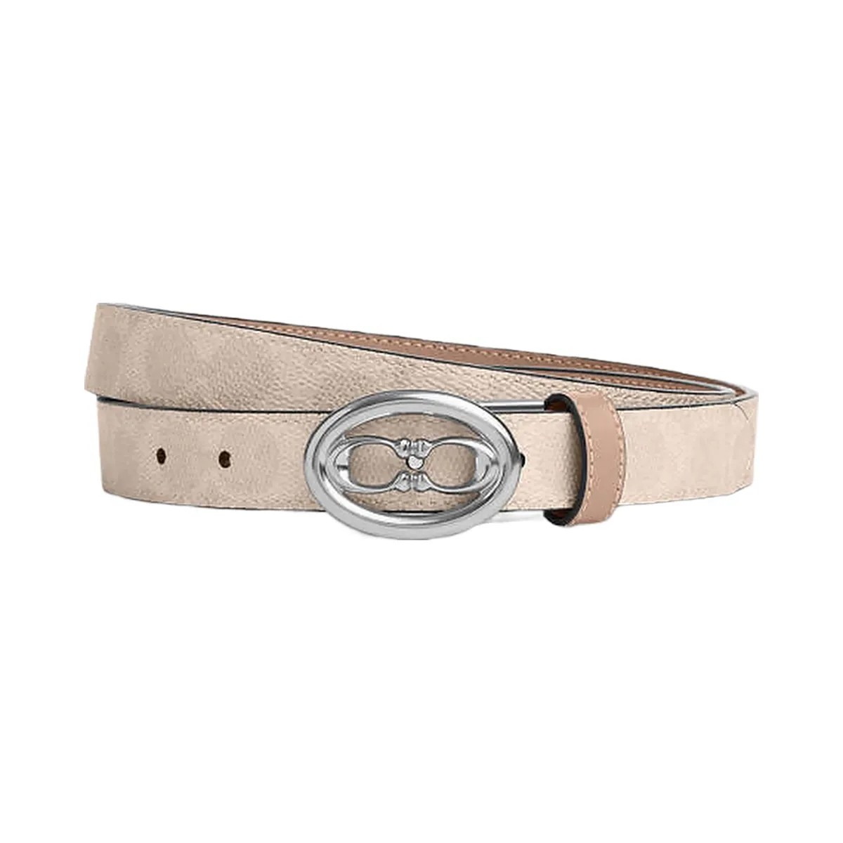 Coach Signature Buckle Cut To Size Belt, 25 Mm Signature Canvas-Silver-Sand-Taupe - HypeFly India View 2