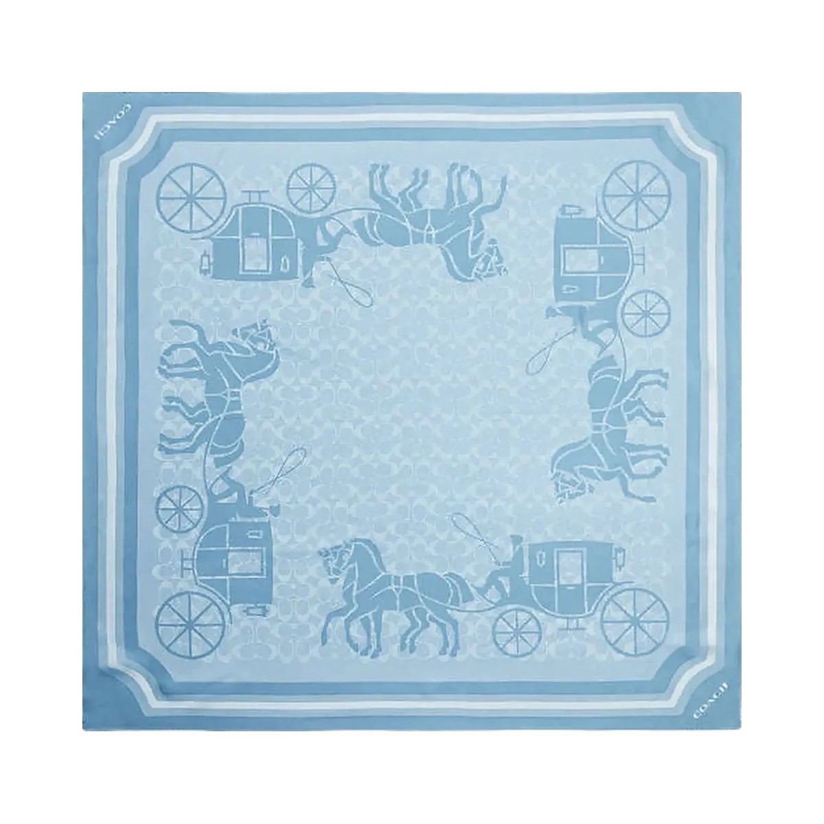 Coach Signature Horse And Carriage Print Silk Square Scarf Bluebell - HypeFly India View 1