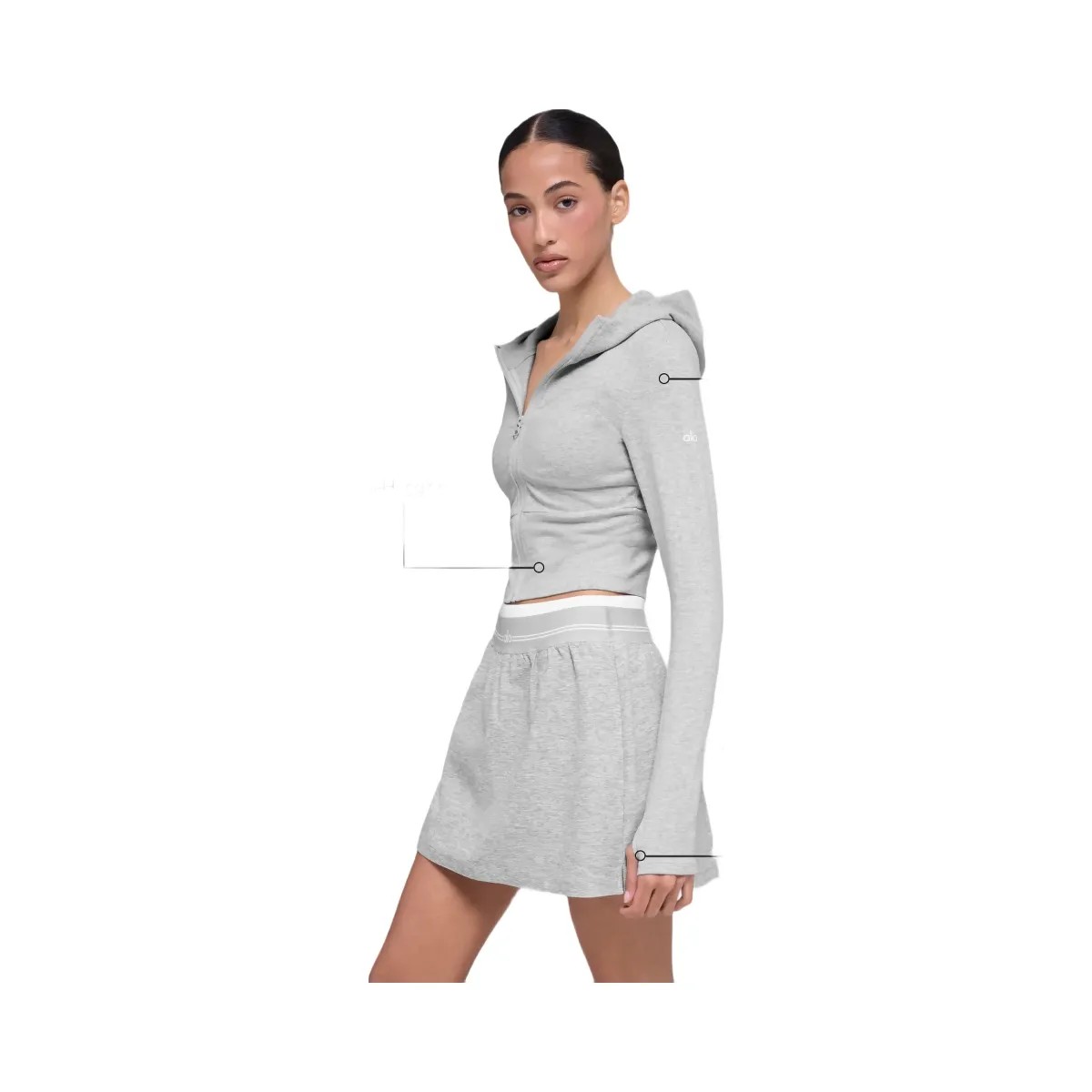 Alo Women's Sway Full Zip Hoodie - Athletic Heather Grey - HypeFly India View 2