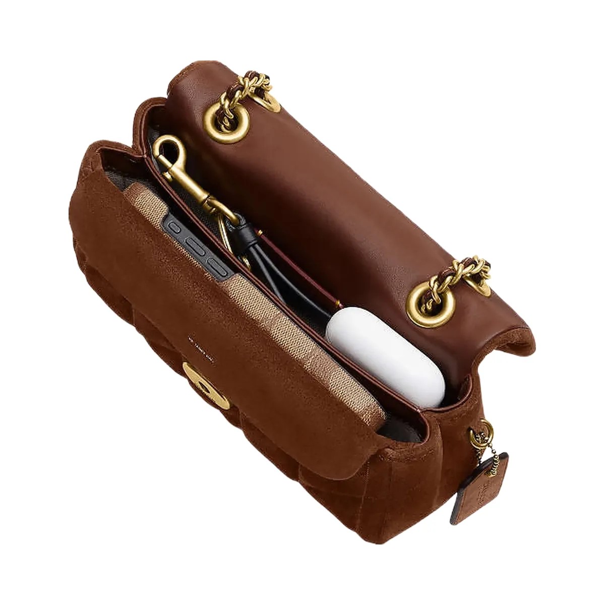 Coach Tabby Shoulder Bag 20 With Quilting Suede-Brass-Warm Brown - HypeFly India View 3