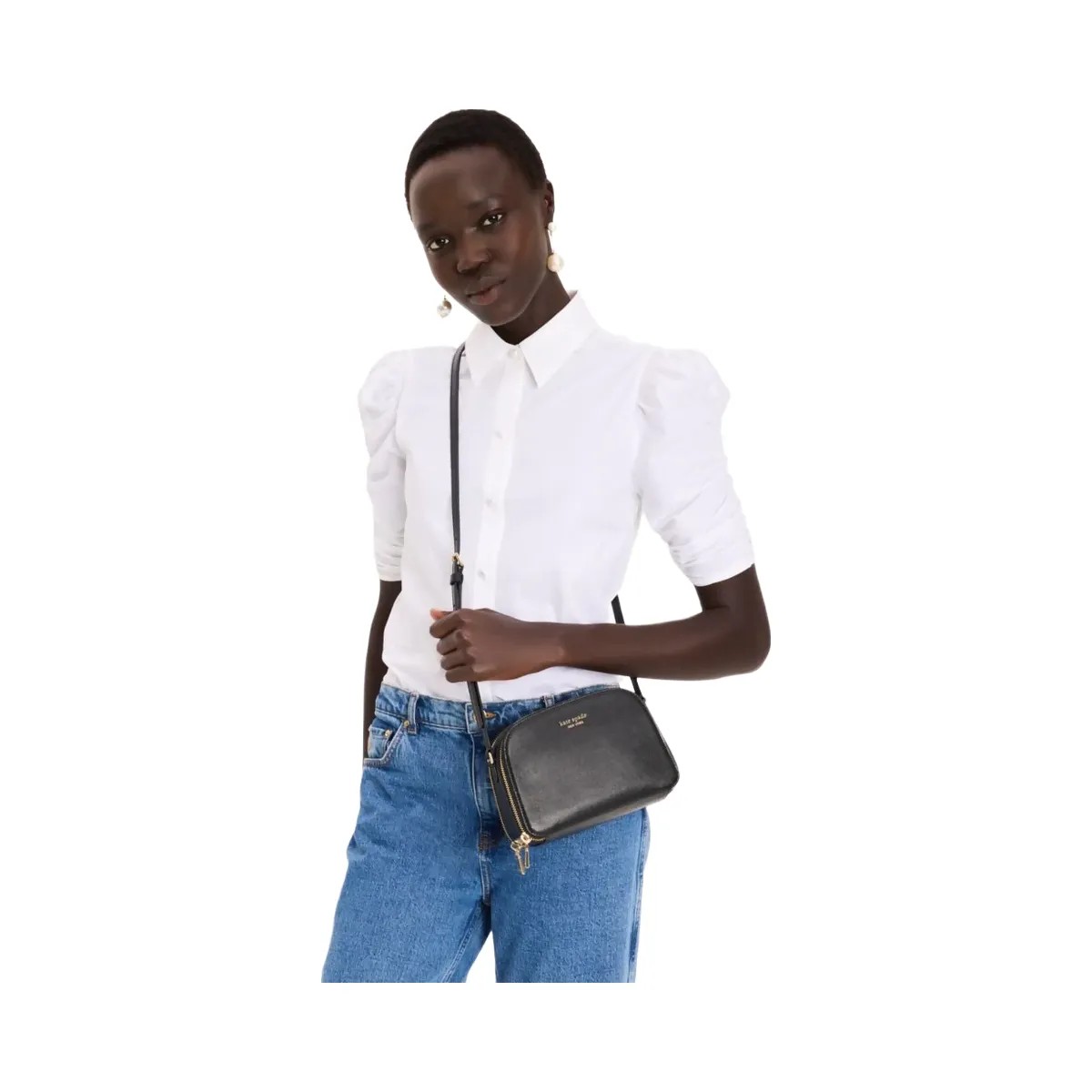 Kate Spade Devin Double Zip Dome Crossbody Black - HypeFly India View 2