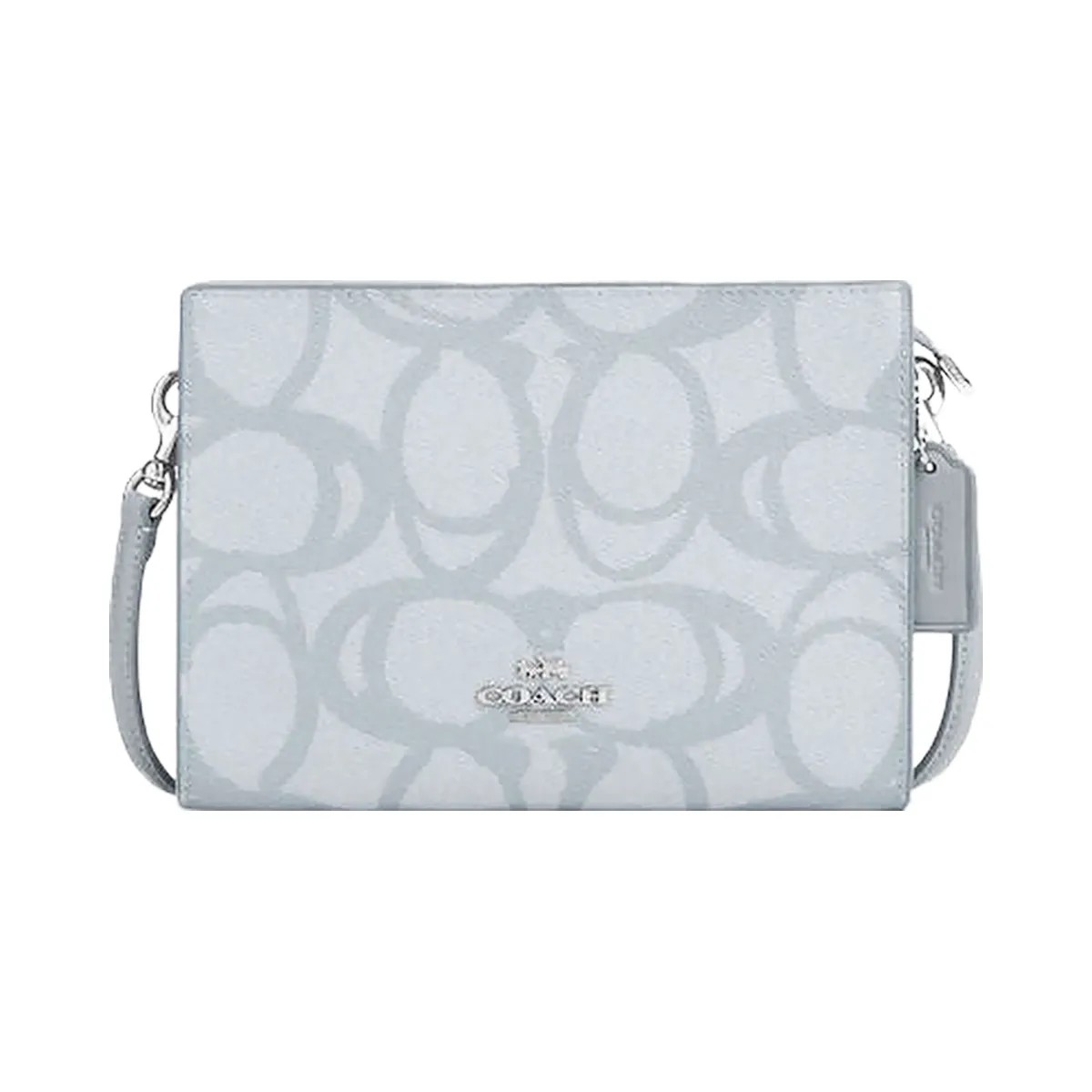 Coach Slim Crossbody Bag In Sketch Signature Canvas Signature Canvas-Silver-Ice Blue - HypeFly India View 1