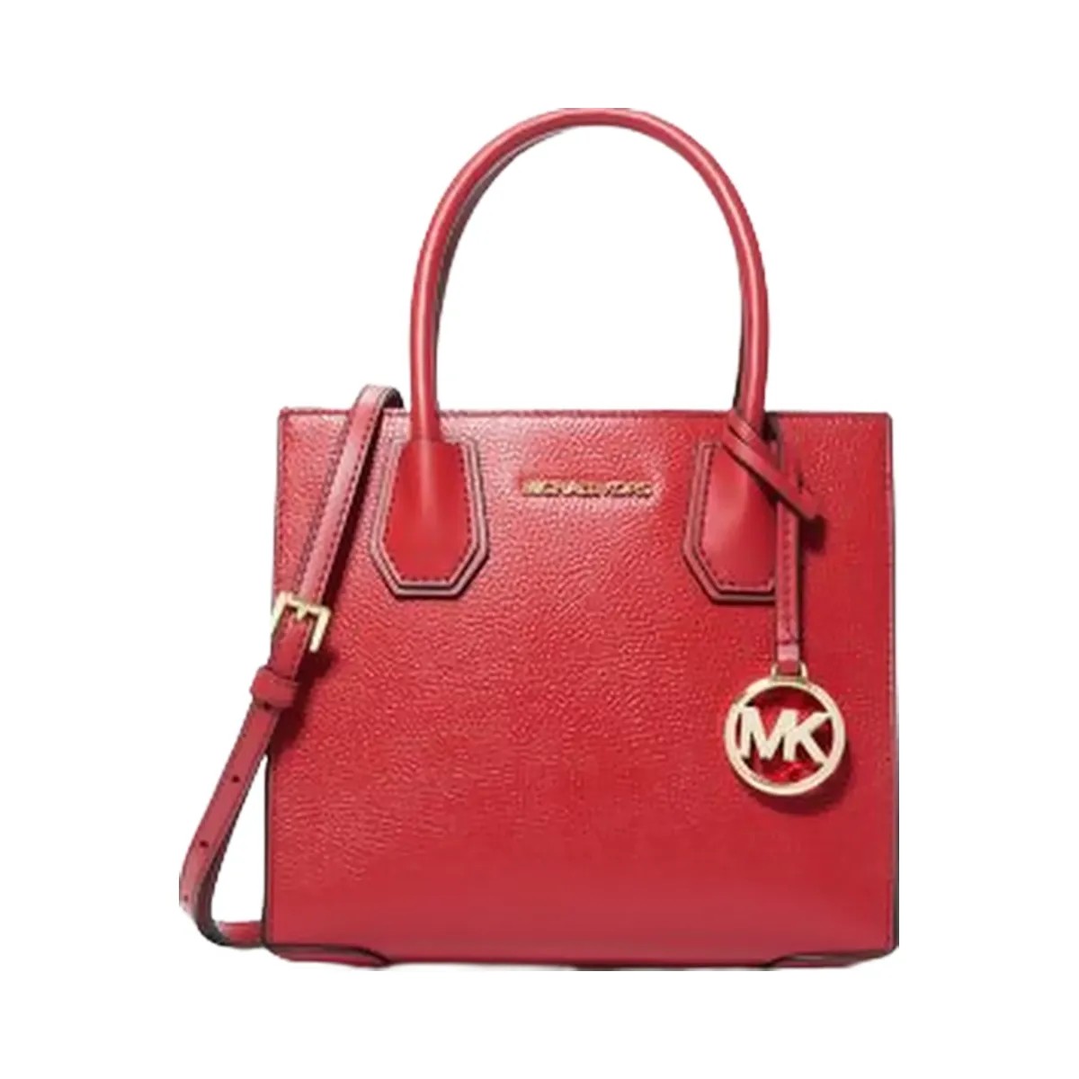 Michael Kors Mercer Medium Pebbled Leather Crossbody Bag Bright Red - HypeFly India View 1