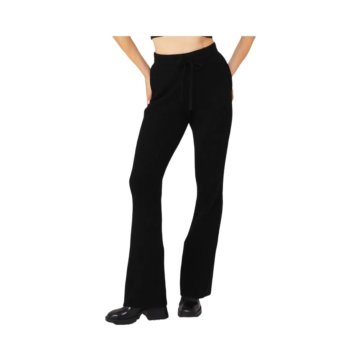 Alo Women's Cashmere Ribbed High-Waist Winter Dream Flare Pant - Black - HypeFly India View 1