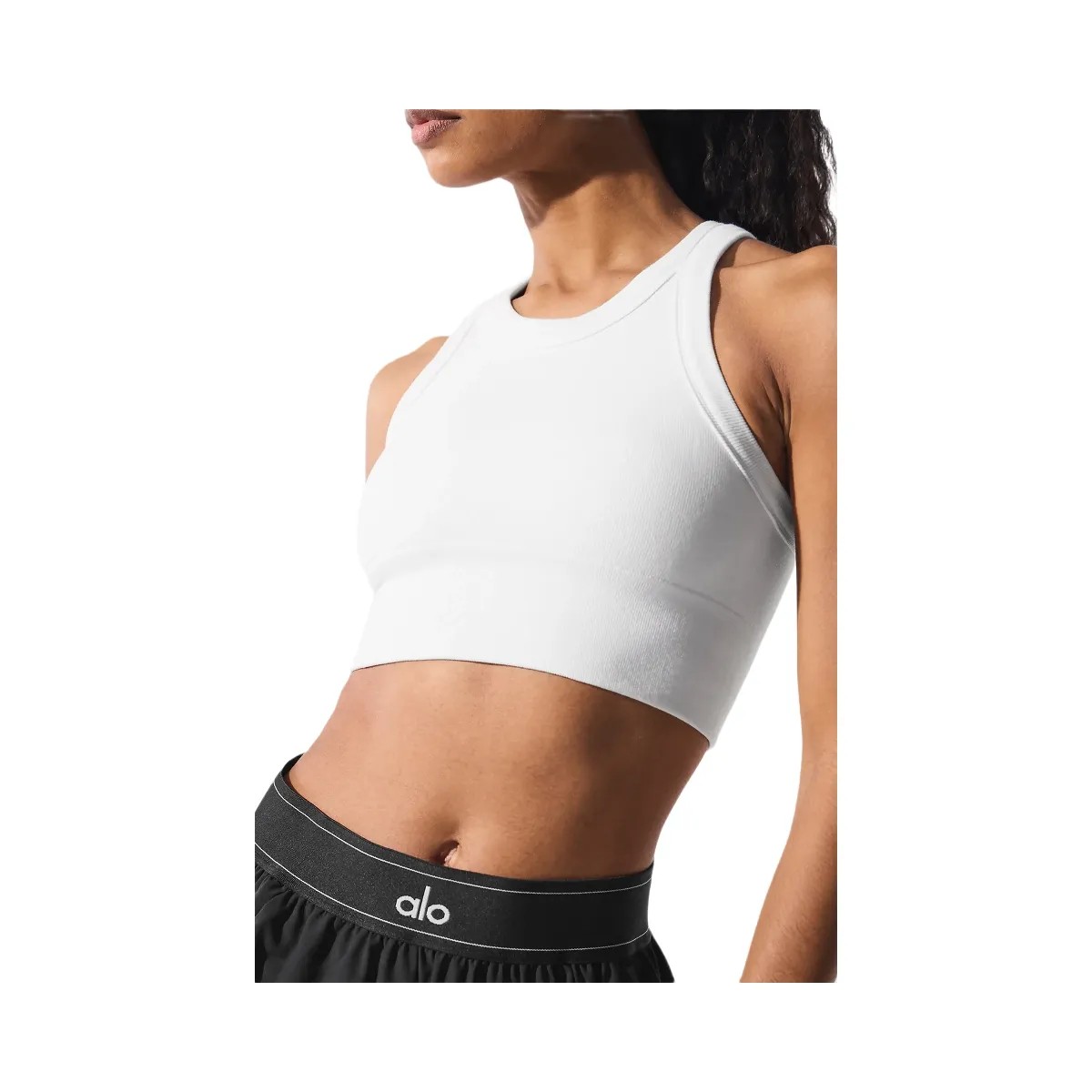 Alo Women's Seamless Delight High Neck Bra - White - HypeFly India View 4