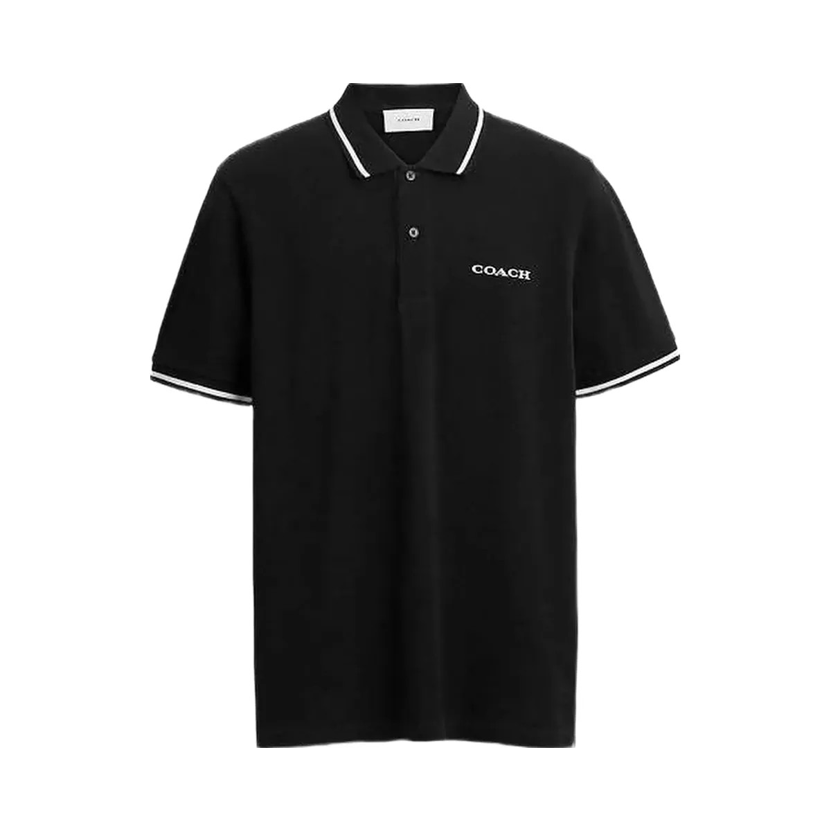 Coach Signature Trim Polo In Organic Cotton Black - HypeFly India View 4