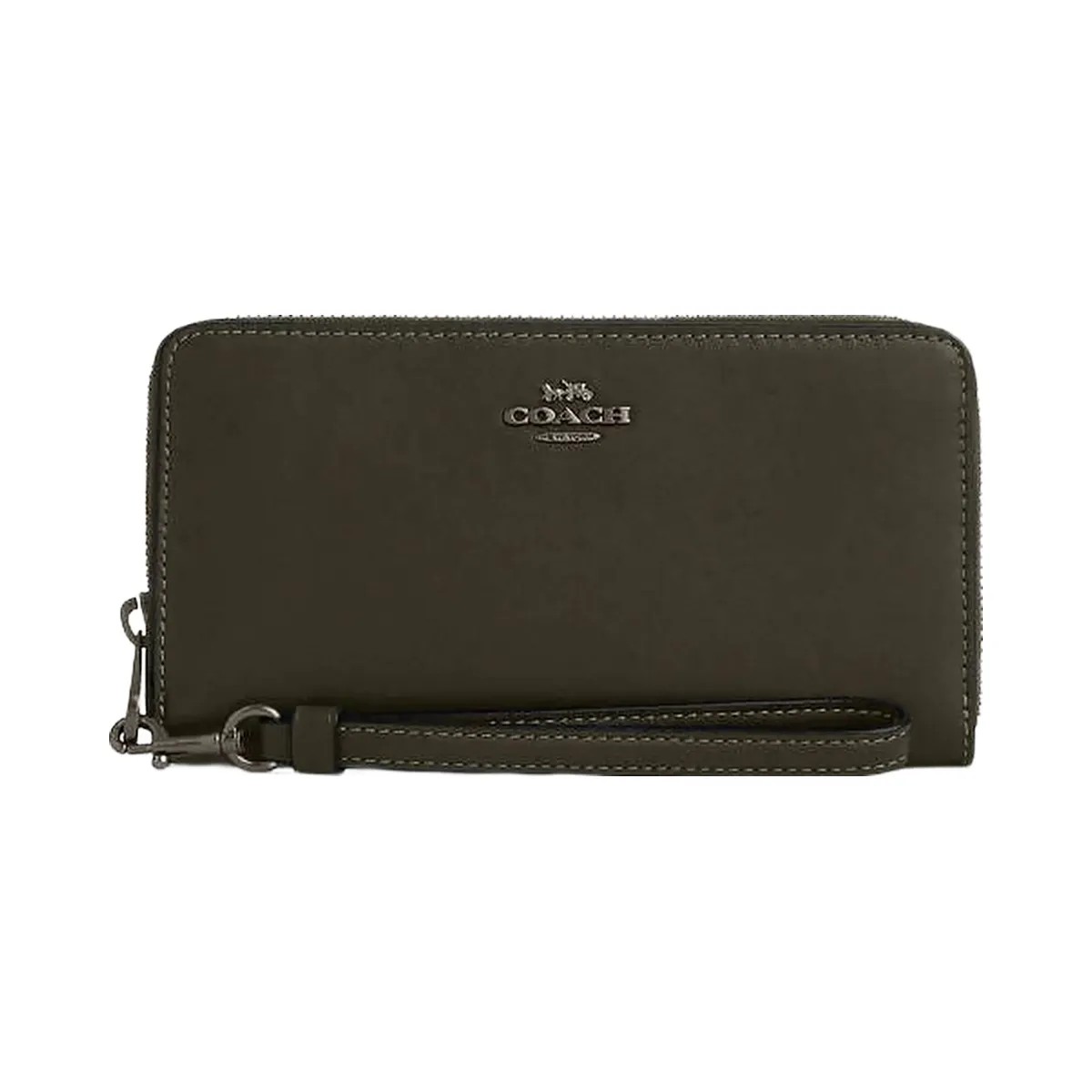 Coach Long Zip Around Wallet Calf Leather-Qb-Uniform Green - HypeFly India View 3
