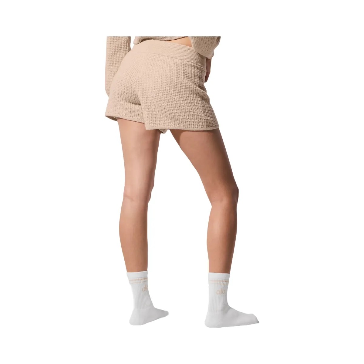 Alo Women's Cashmere High-Waist Plush Waffle Short - Macadamia Blush - HypeFly India View 2