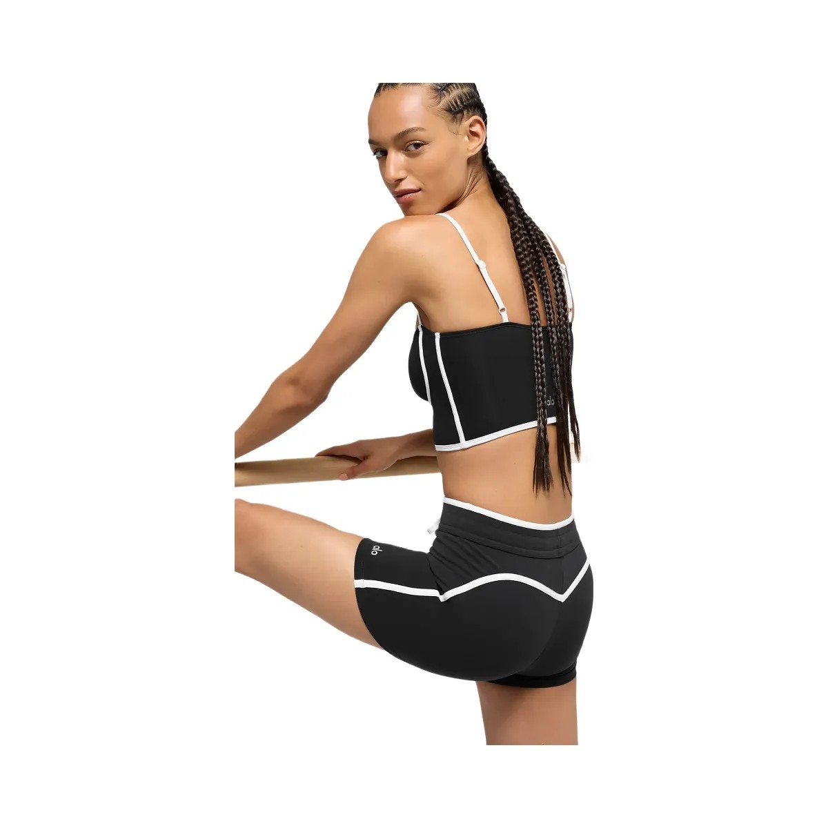 Alo Women's 4" Airbrush High-Waist Race Pace Short - Black/White - HypeFly India View 3