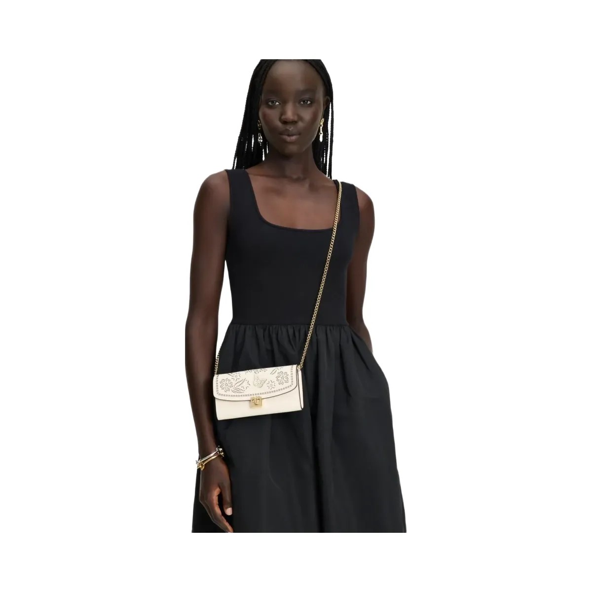 Kate Spade Phoebe Perforated Turnlock Wallet on chain Meringue - HypeFly India View 2