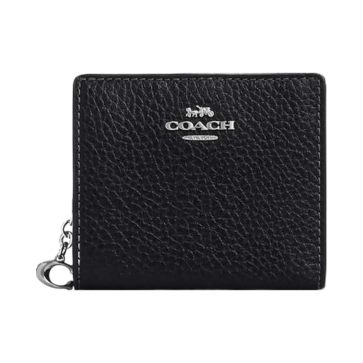 Coach Snap Wallet Pebbled Leather-Silver-Black - HypeFly India View 4