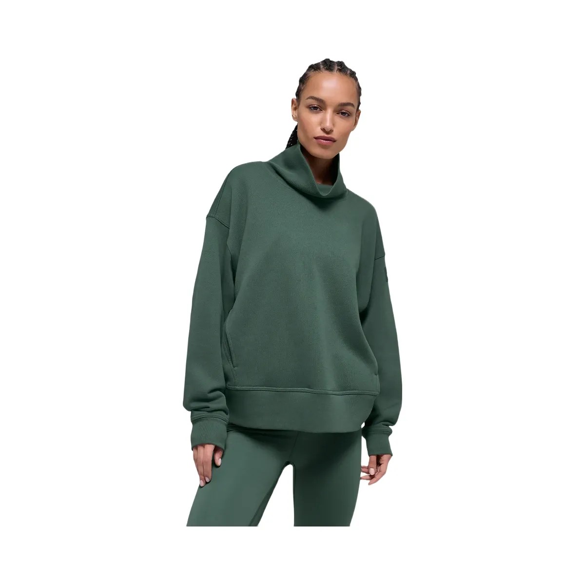 Alo Women's Hazy Mock Neck Pullover - Clover Green - HypeFly India View 1