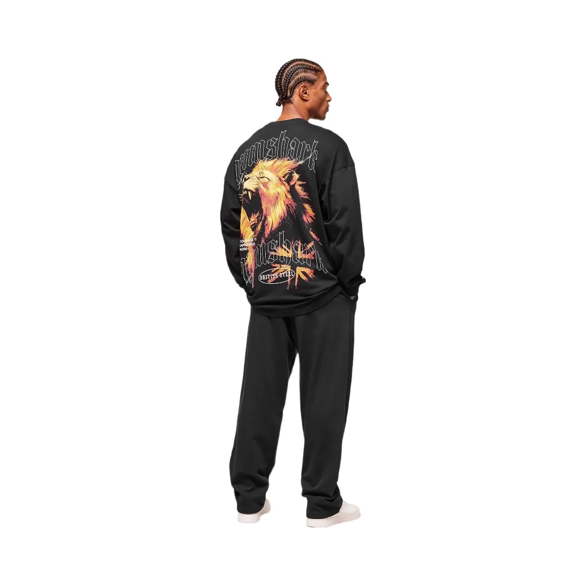 Gymshark Lion Graphic Long Sleeve T-Shirt - Black - HypeFly India View 5