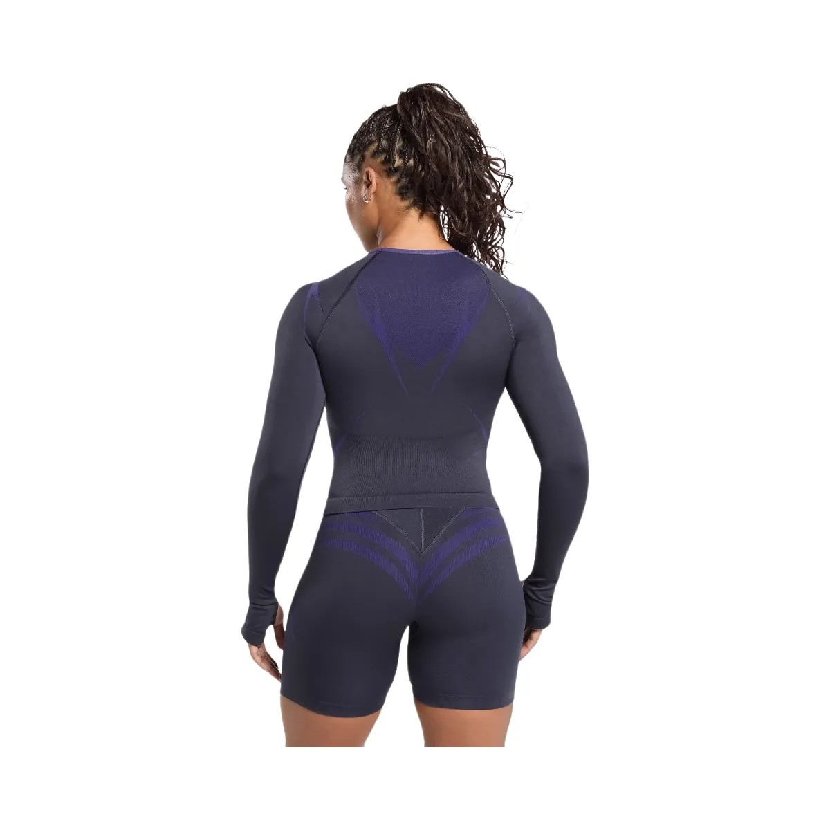 Gymshark Apex Lift Seamless Long Sleeve Crop Top - Heavy Blue/Cobalt Purple - HypeFly India View 2
