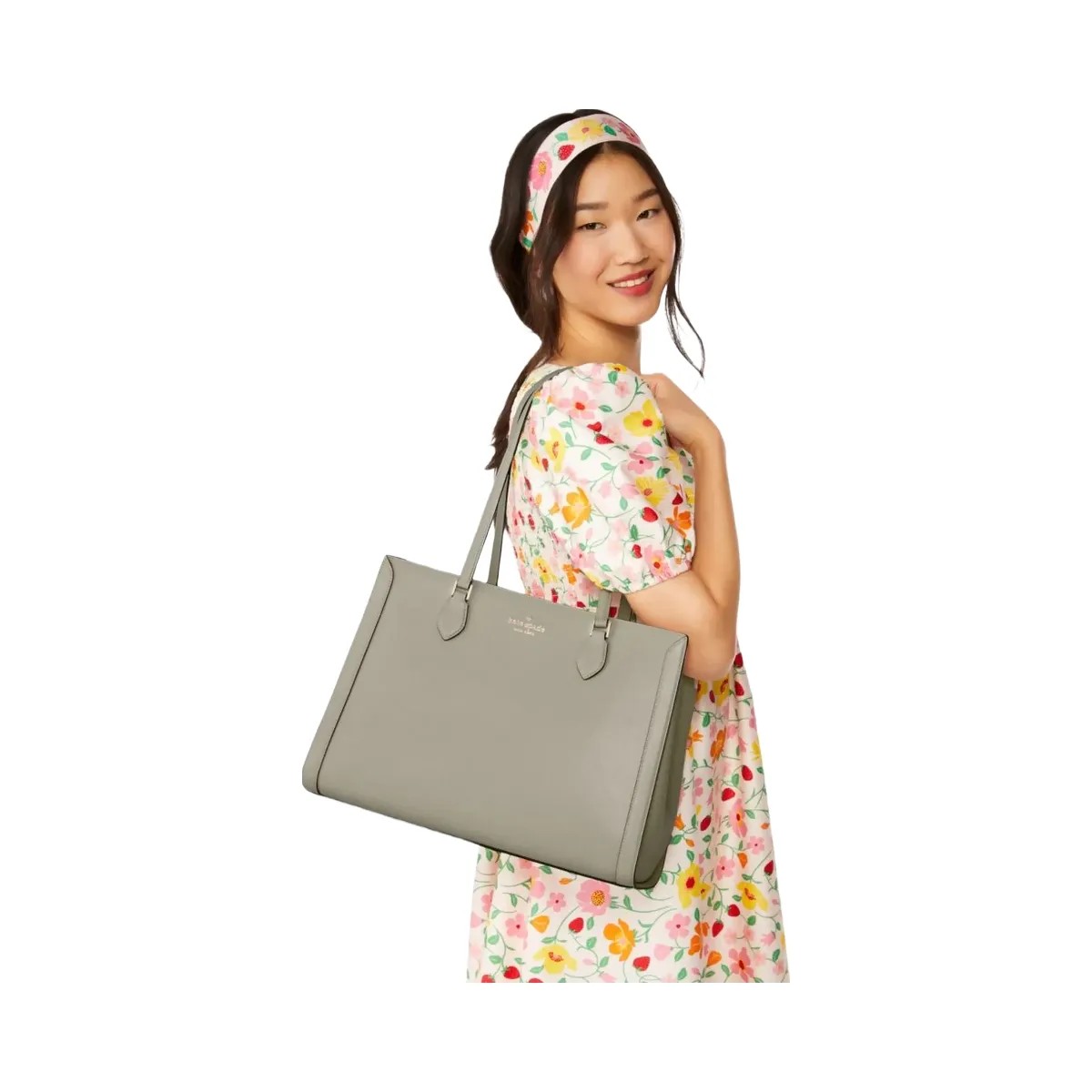 Kate Spade Madison Saffiano East West Leather Large Laptop Tote Dusky Pine - HypeFly India View 2