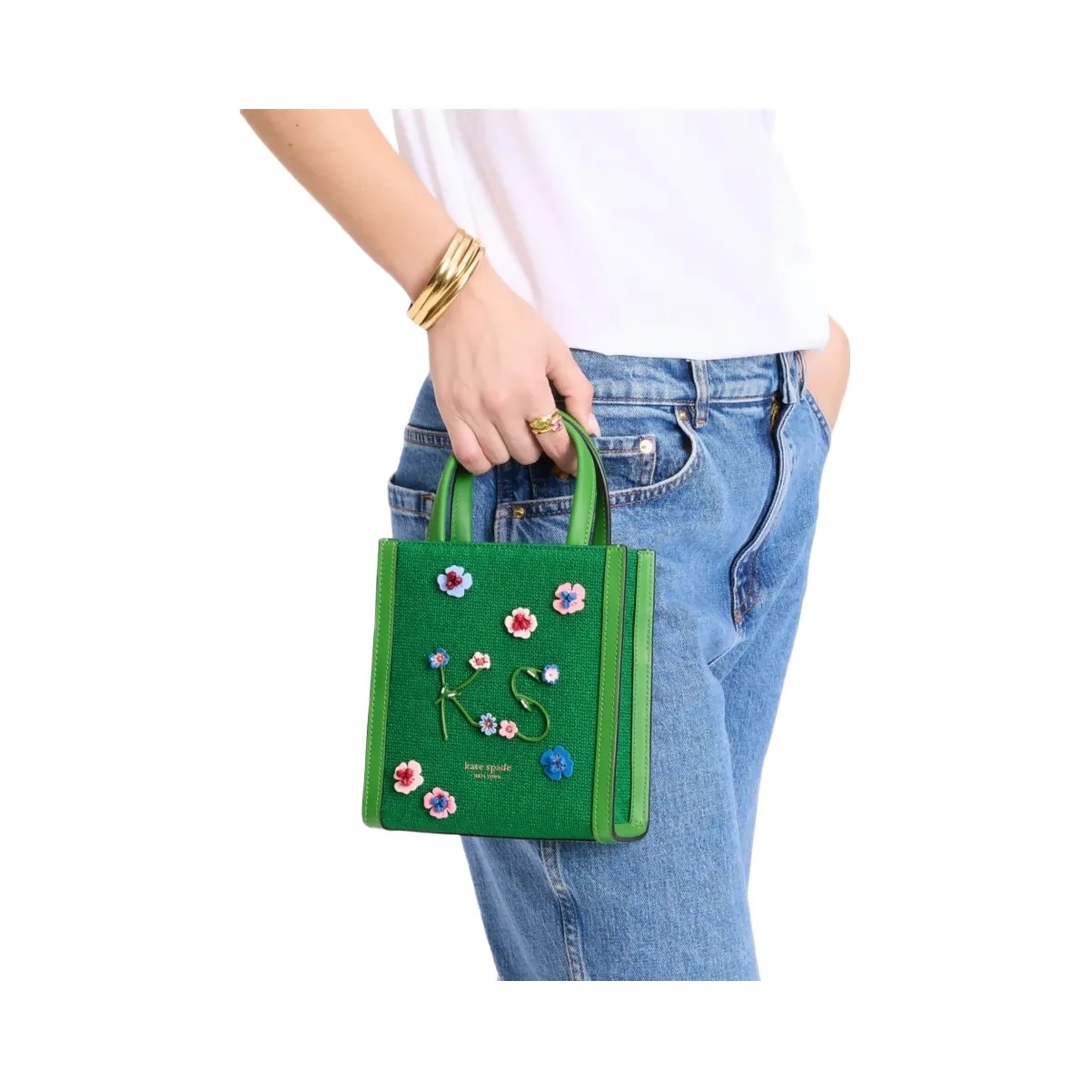 Kate Spade Manhattan Floral Appliqué Chenille Mini Tote Watercress Multi - HypeFly India View 2