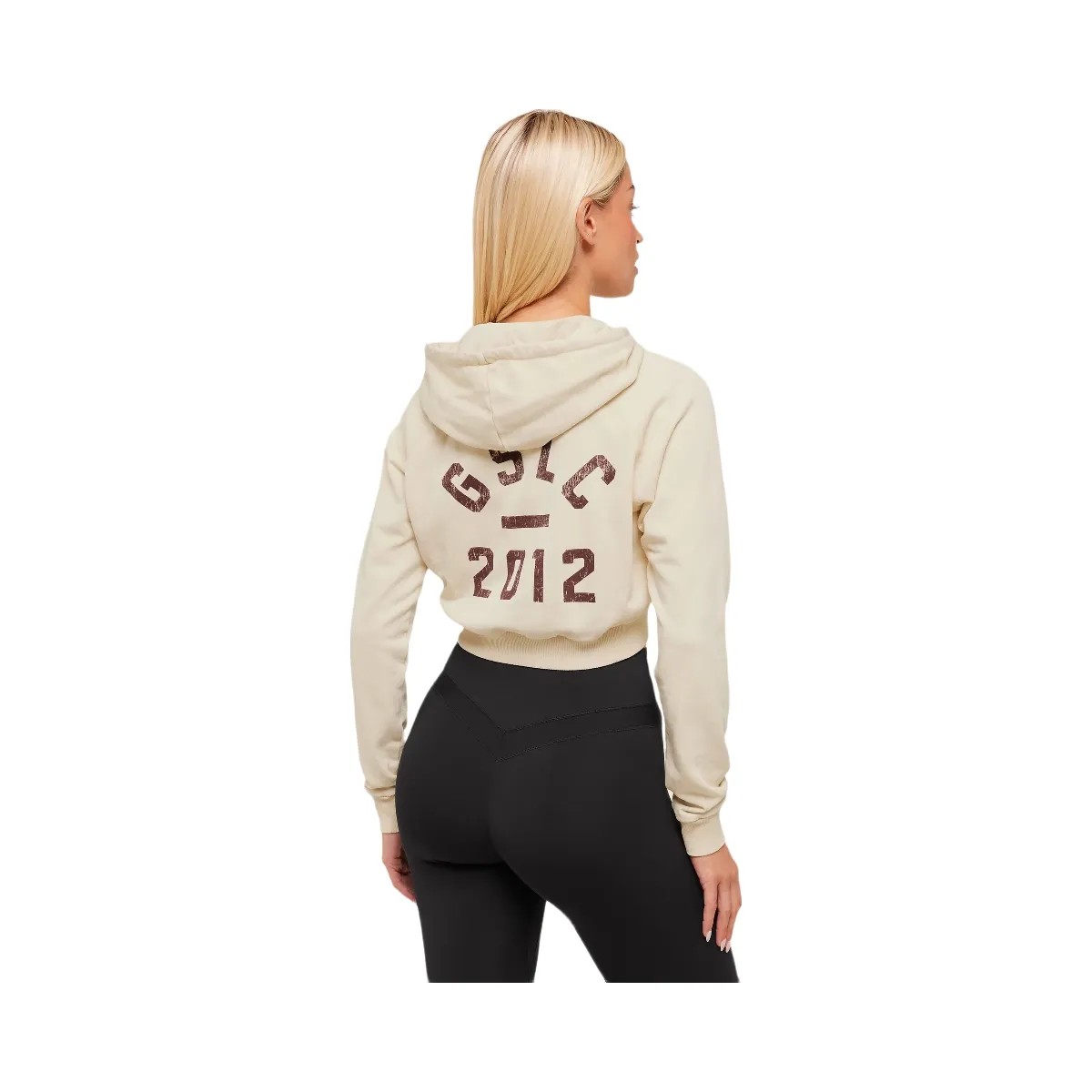 Gymshark Lifting Club 2012 Graphic Cropped Hoodie - Stone Beige/Wash - HypeFly India View 2