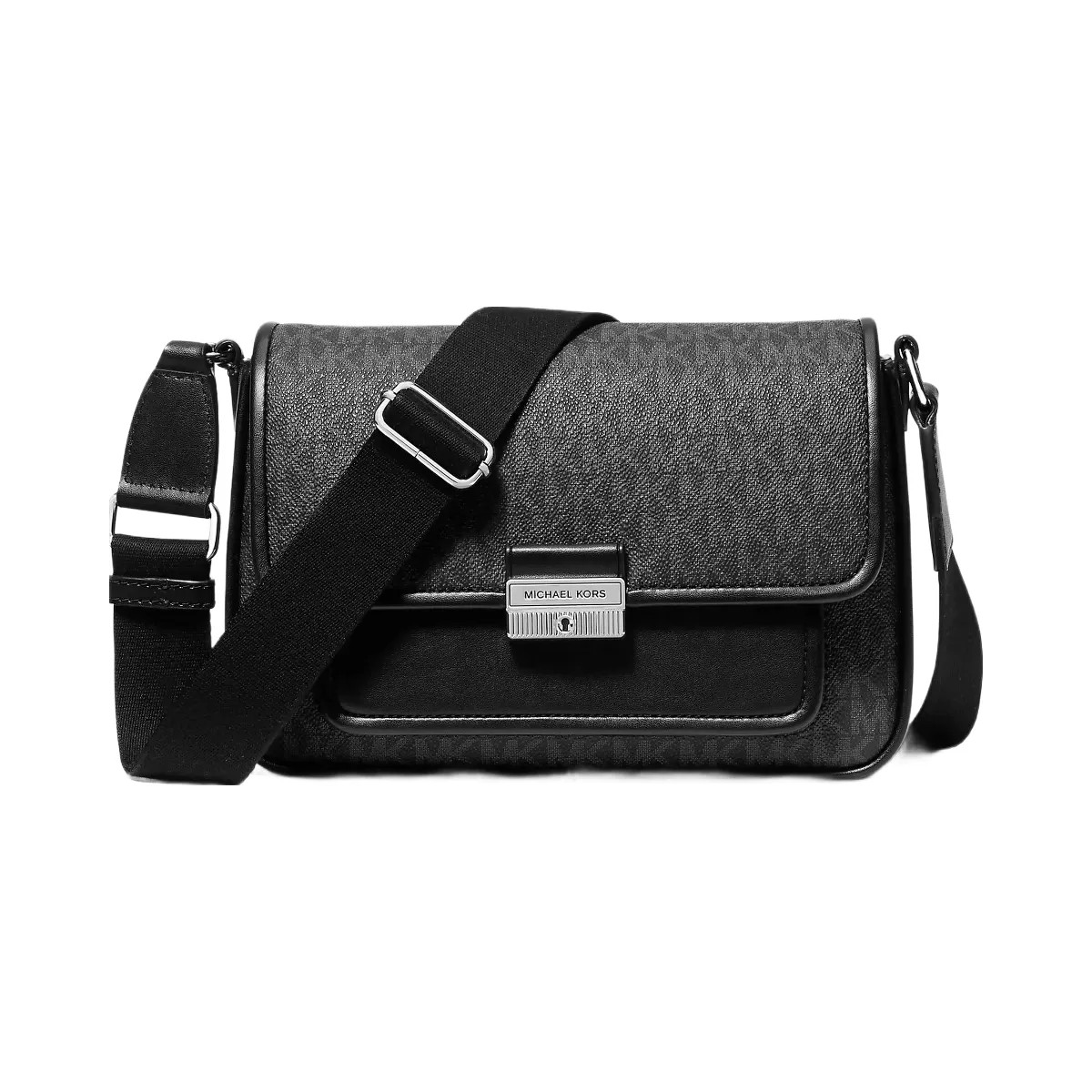 Michael Kors Bradshaw Medium Signature Logo Messenger Bag Black - HypeFly India View 1