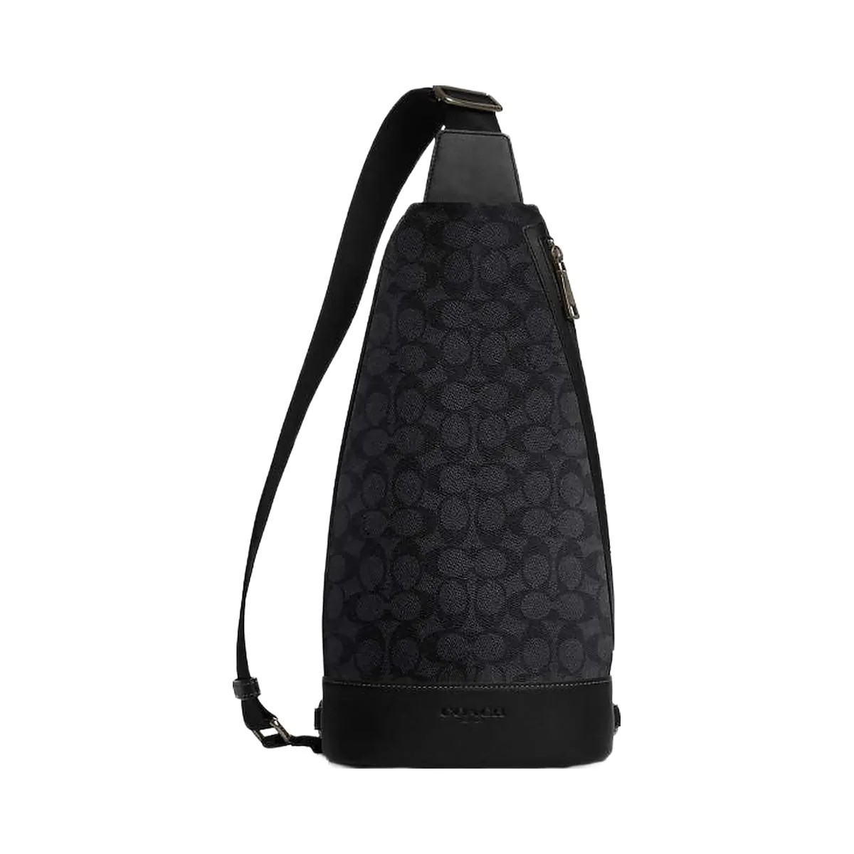 Coach Dominic Sling Pack In Signature Canvas Signature Canvas-Gunmetal-Charcoal-Black - HypeFly India View 1