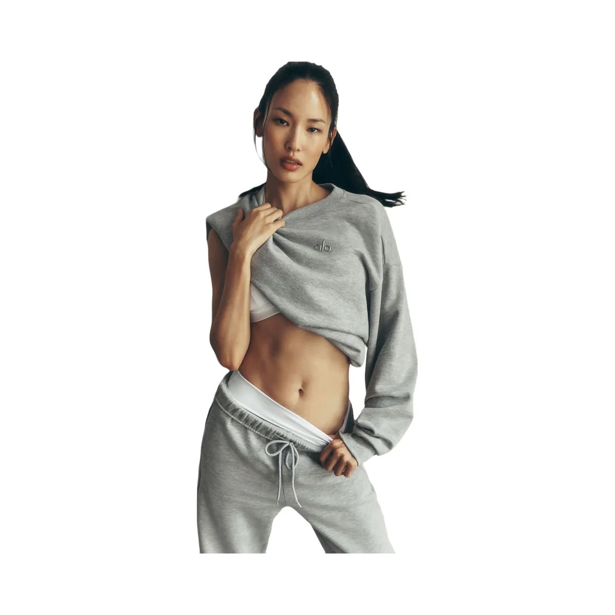 Alo Women's Accolade Crew Neck Pullover - Athletic Heather Grey - HypeFly India View 5