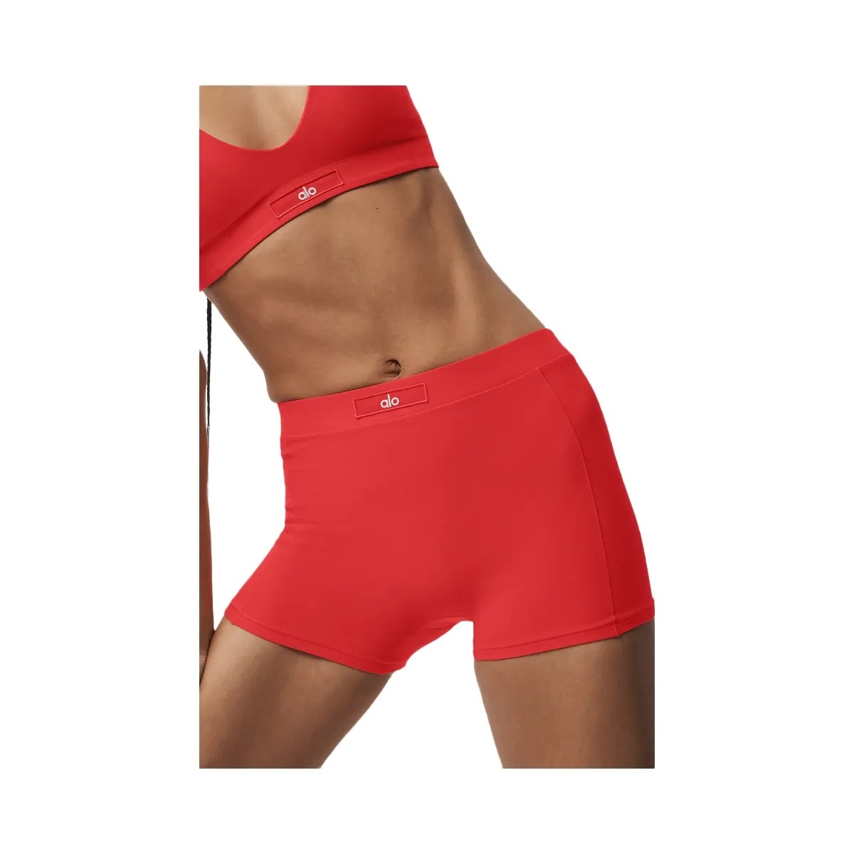 Alo Women's soft Sincere Micro Short - Bright Red - HypeFly India View 3