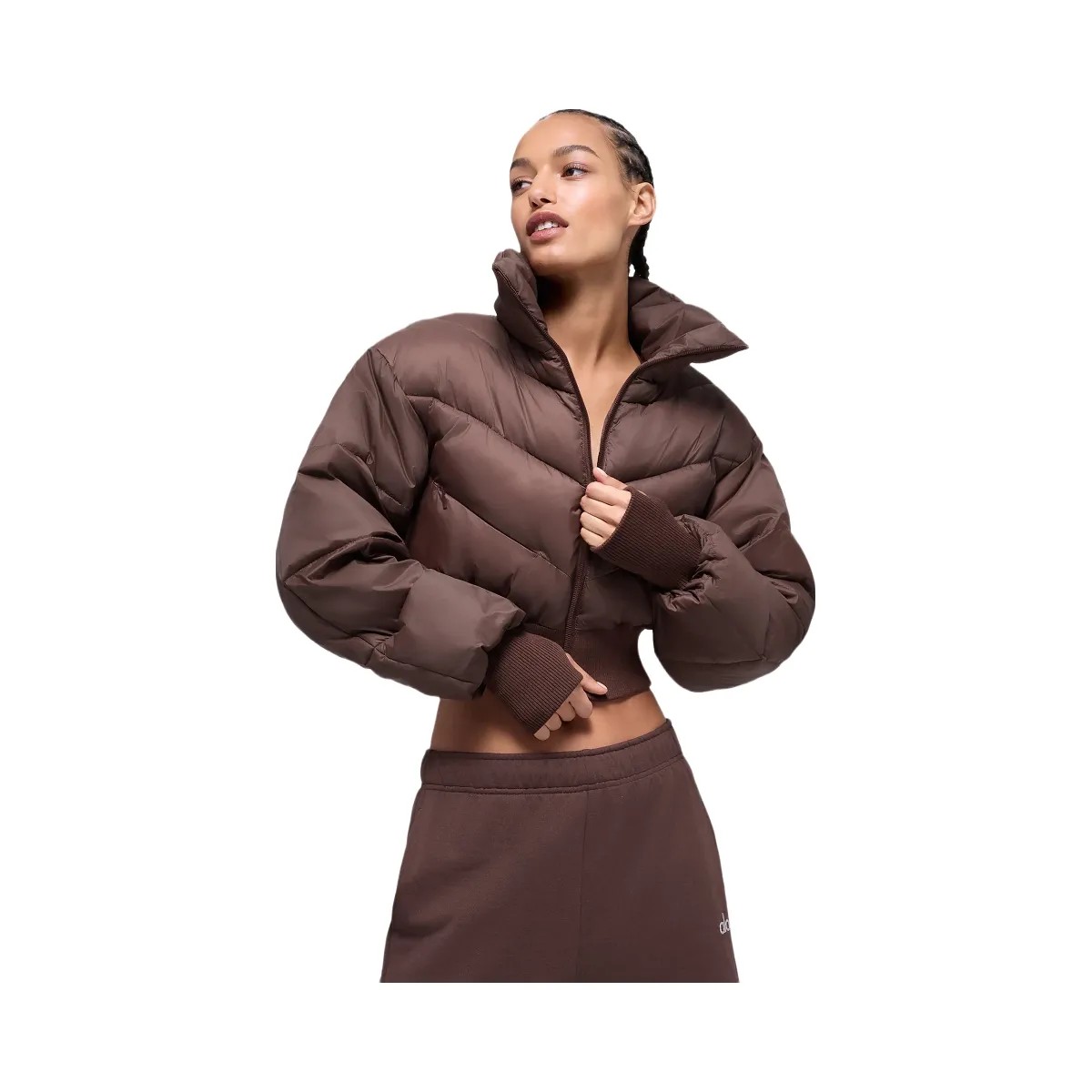 Alo Women's Cropped Atmosphere Puffer - Brownstone - HypeFly India View 1