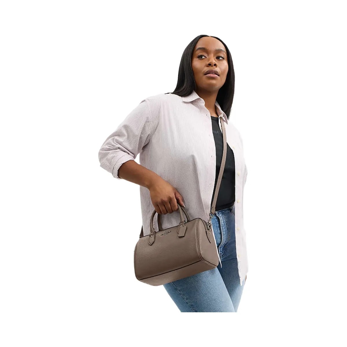 Coach Rowan Satchel Bag Pebbled Leather-Qb-Dark Stone - HypeFly India View 3